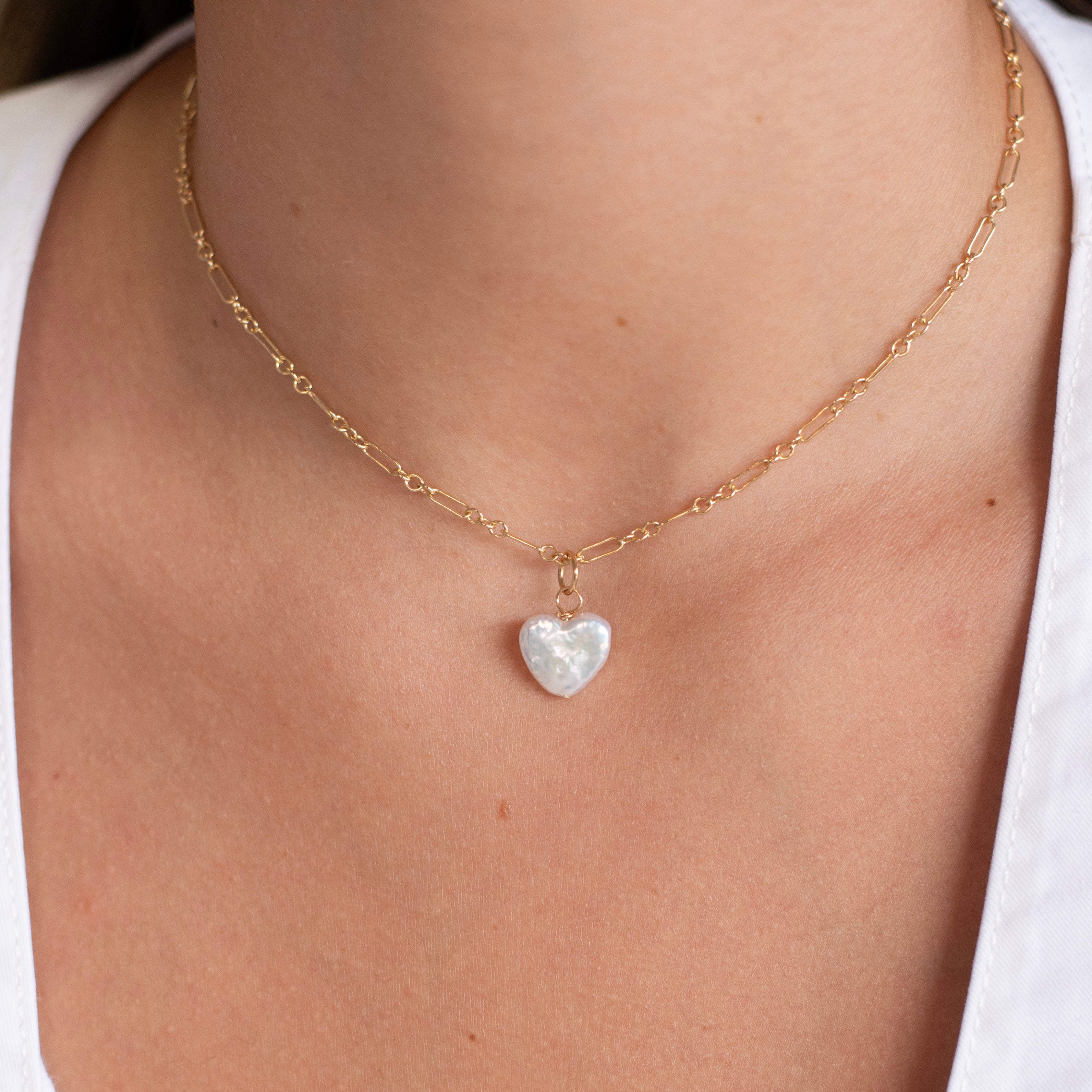 Freshwater Pearl Heart or Flower Charm Necklace - Jewel Ya