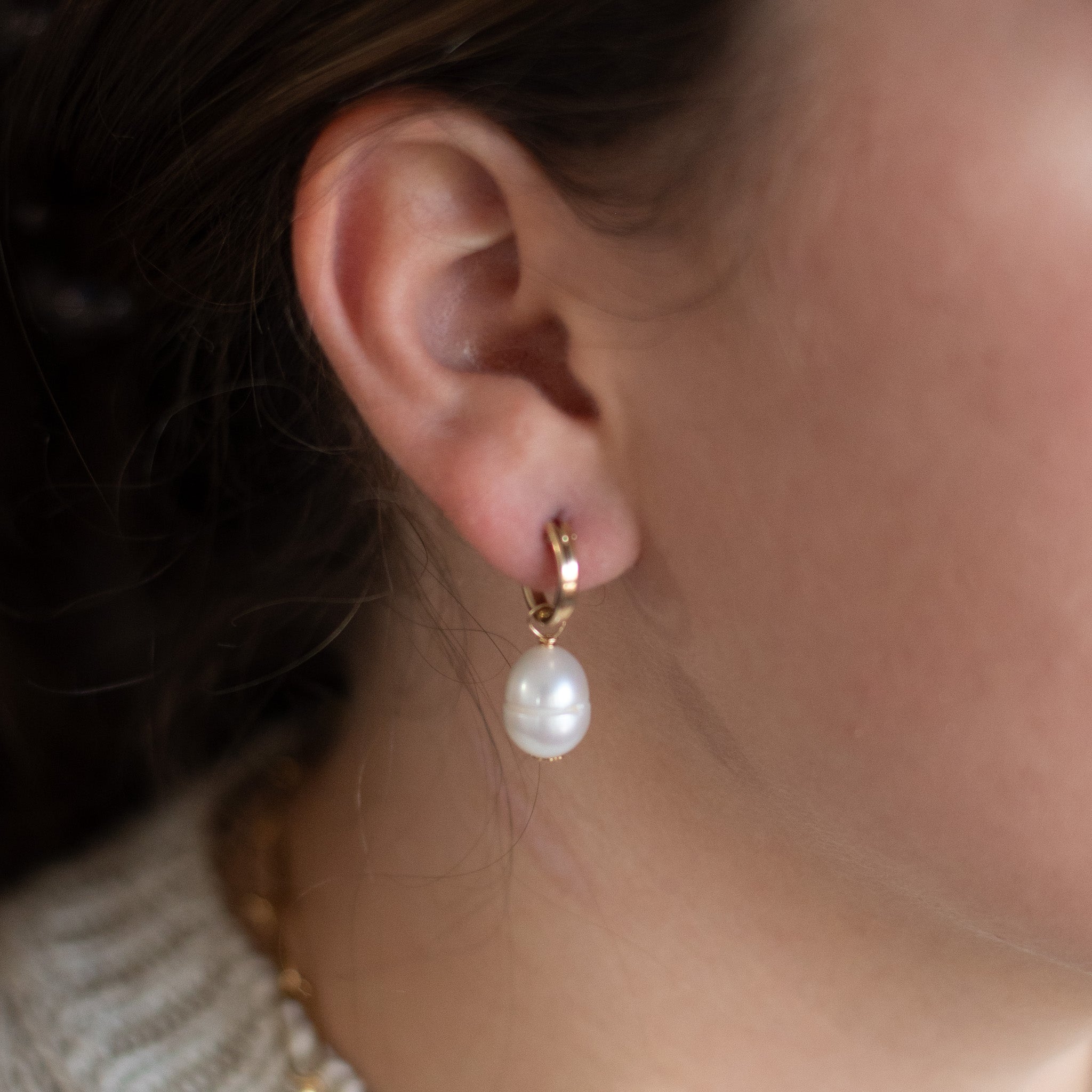 Freshwater Pearl Hoop Drops - Jewel Ya
