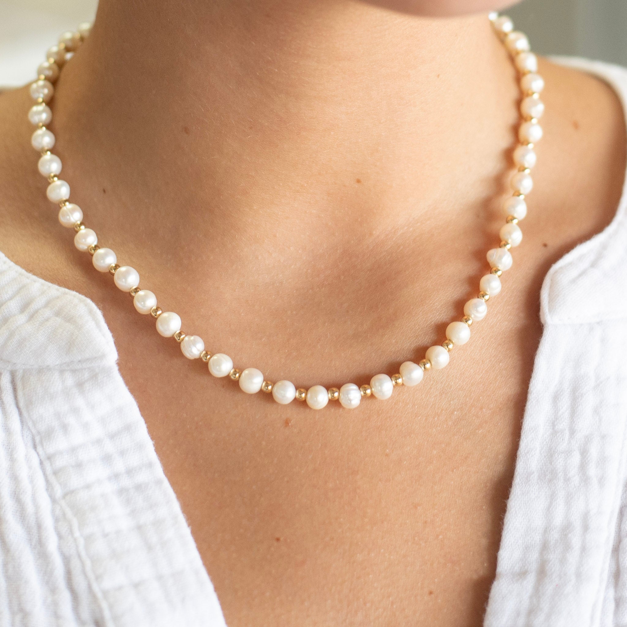 Freshwater Pearl & 14k Gold Filled Necklace - Jewel Ya