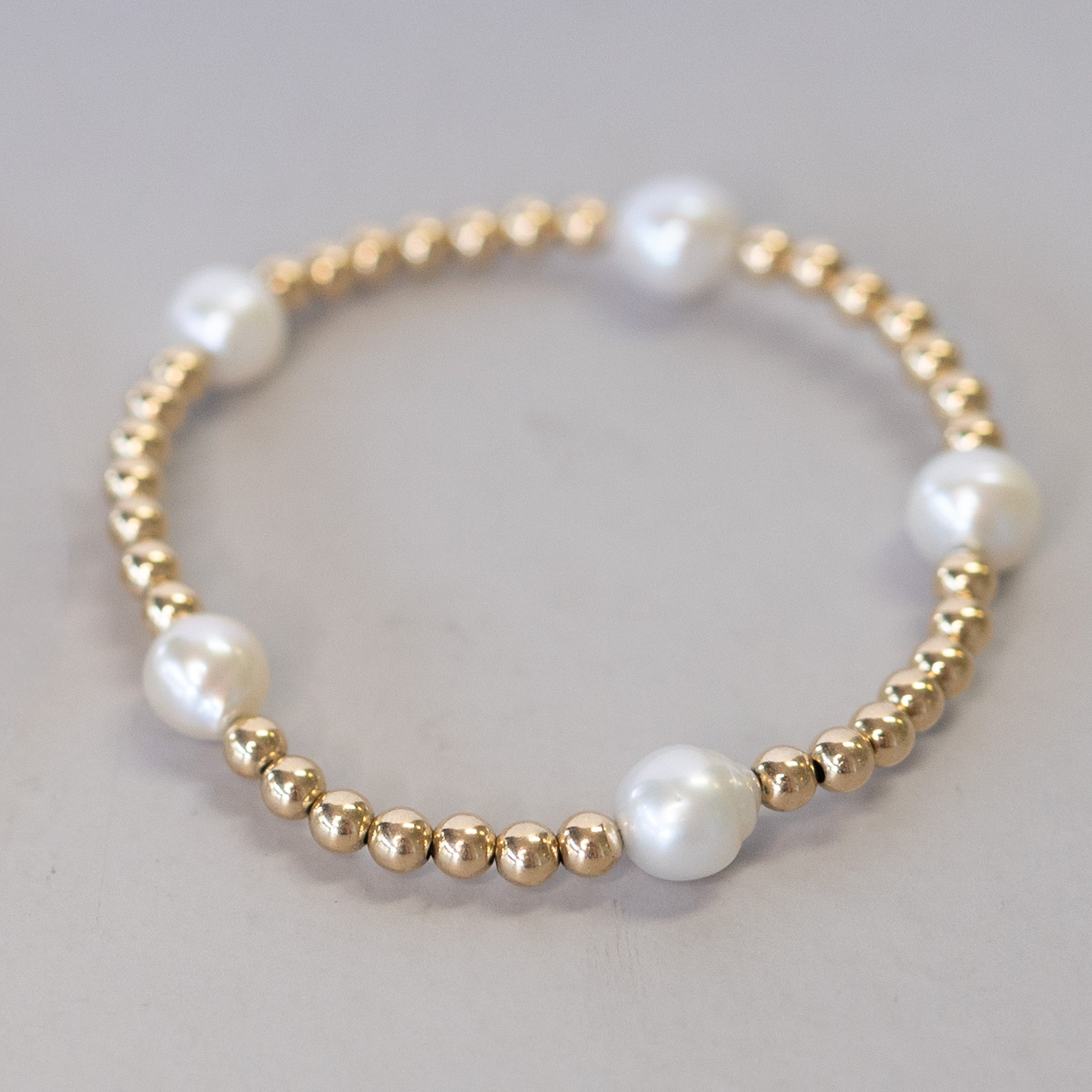 Freshwater Pearl & 14k Gold Filled Station Bracelet