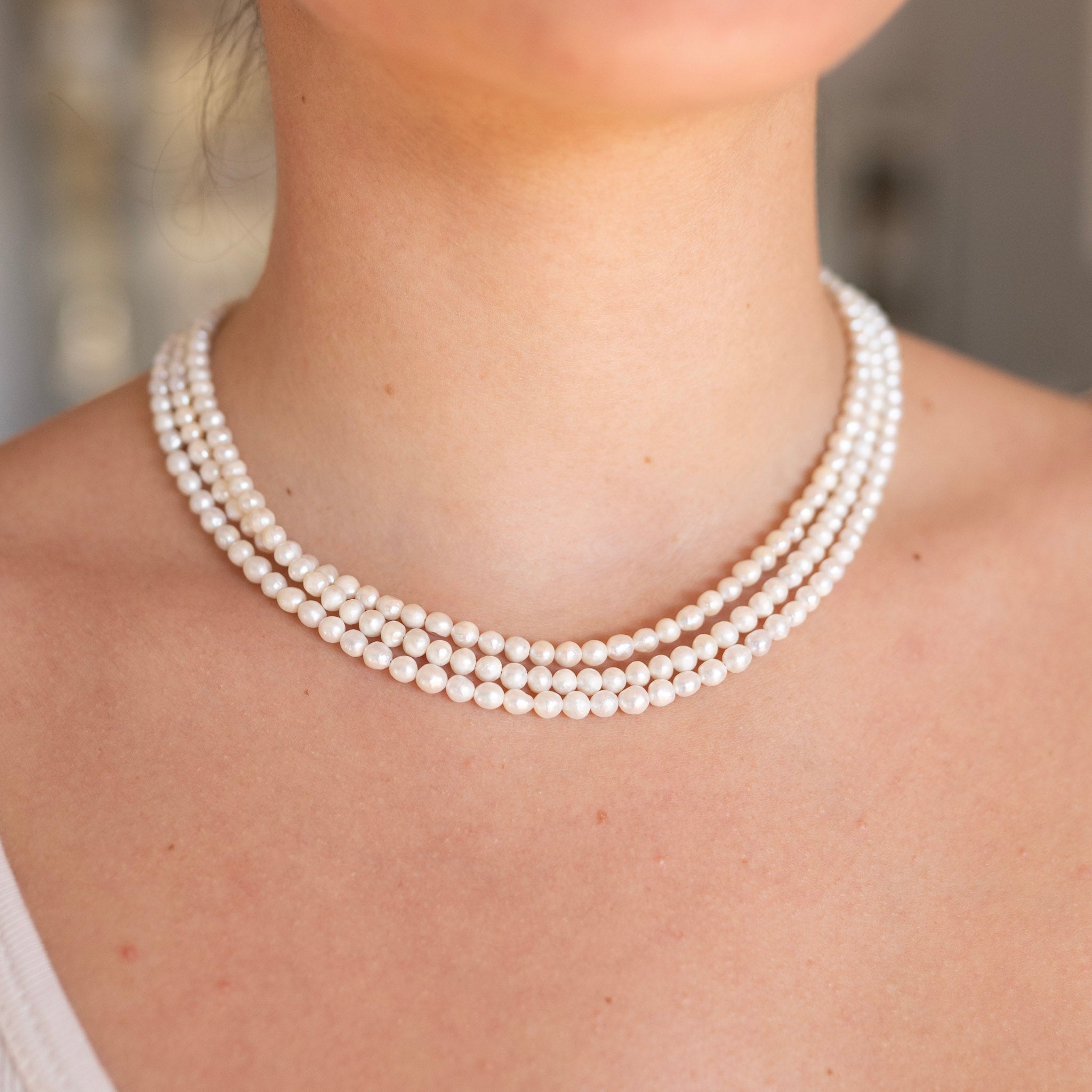 3mm Freshwater Pearl Beaded Necklace