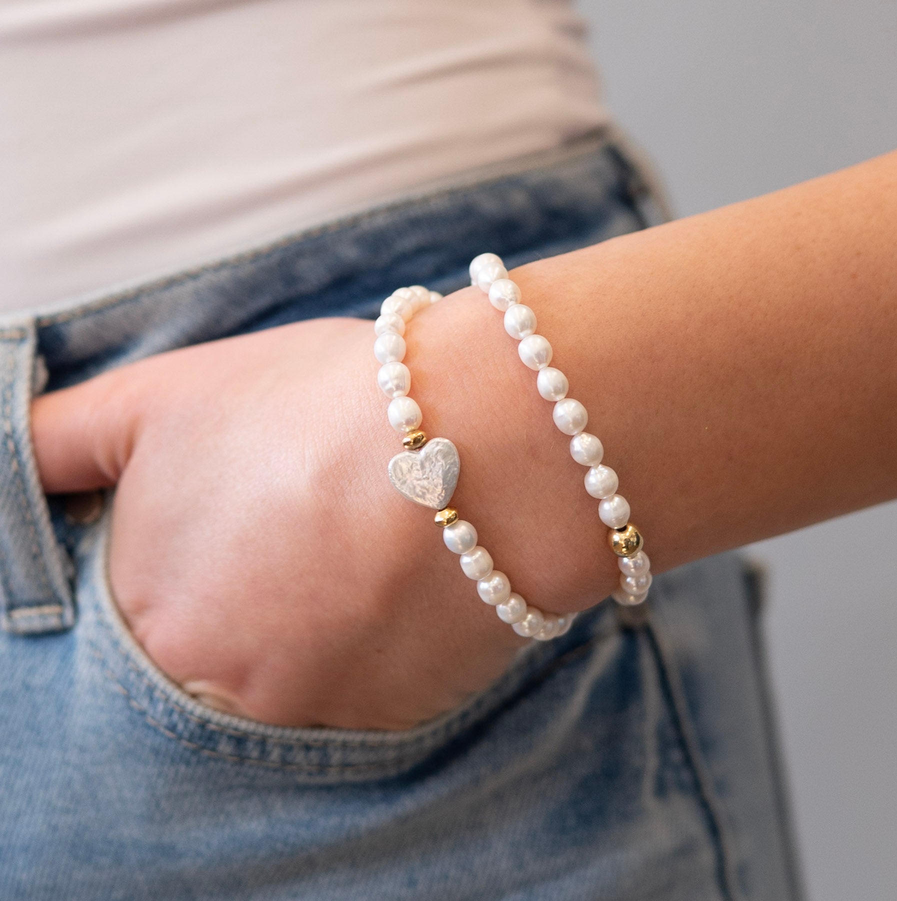 Freshwater Pearl Heart Bracelet - Jewel Ya