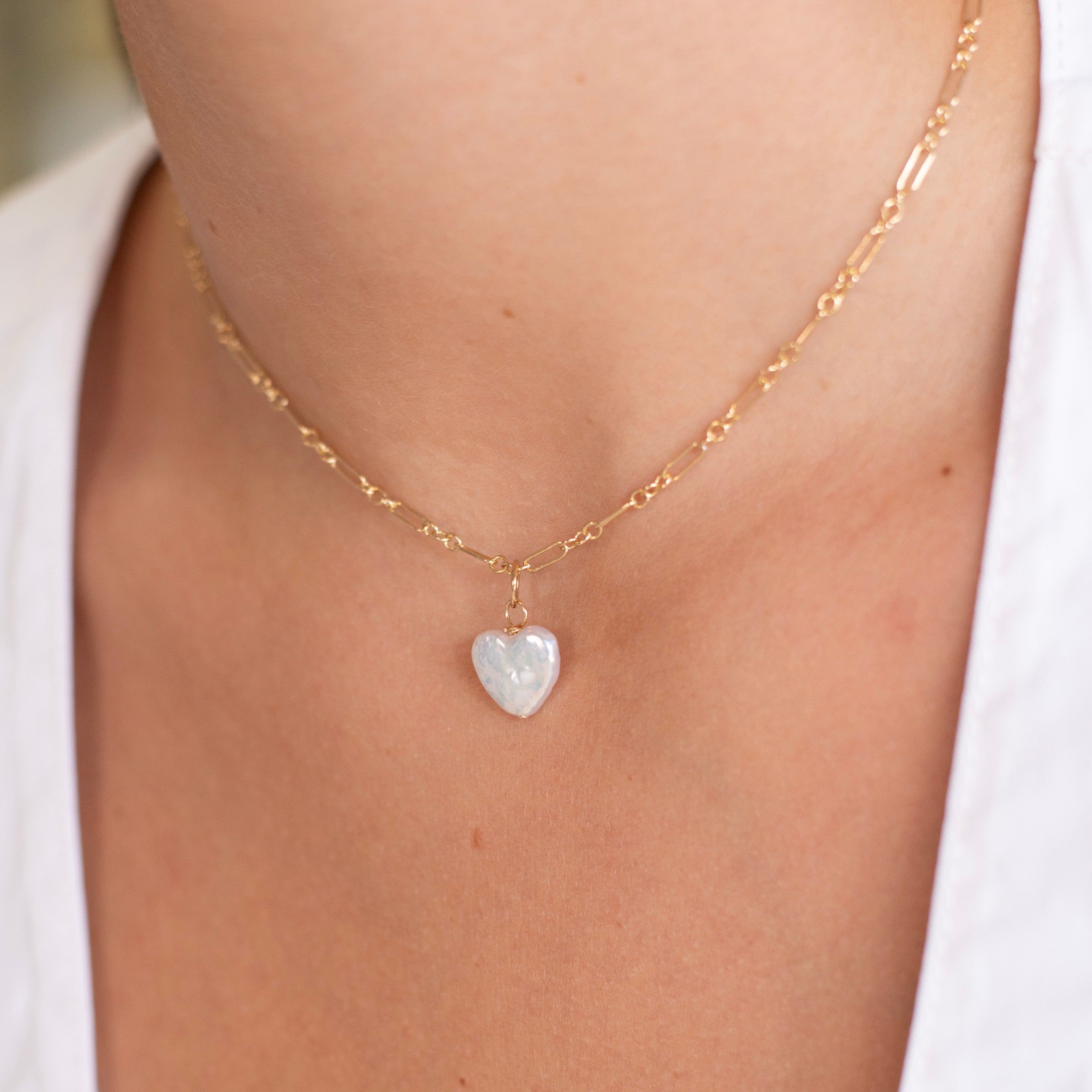 Freshwater Pearl Heart or Flower Charm Necklace - Jewel Ya