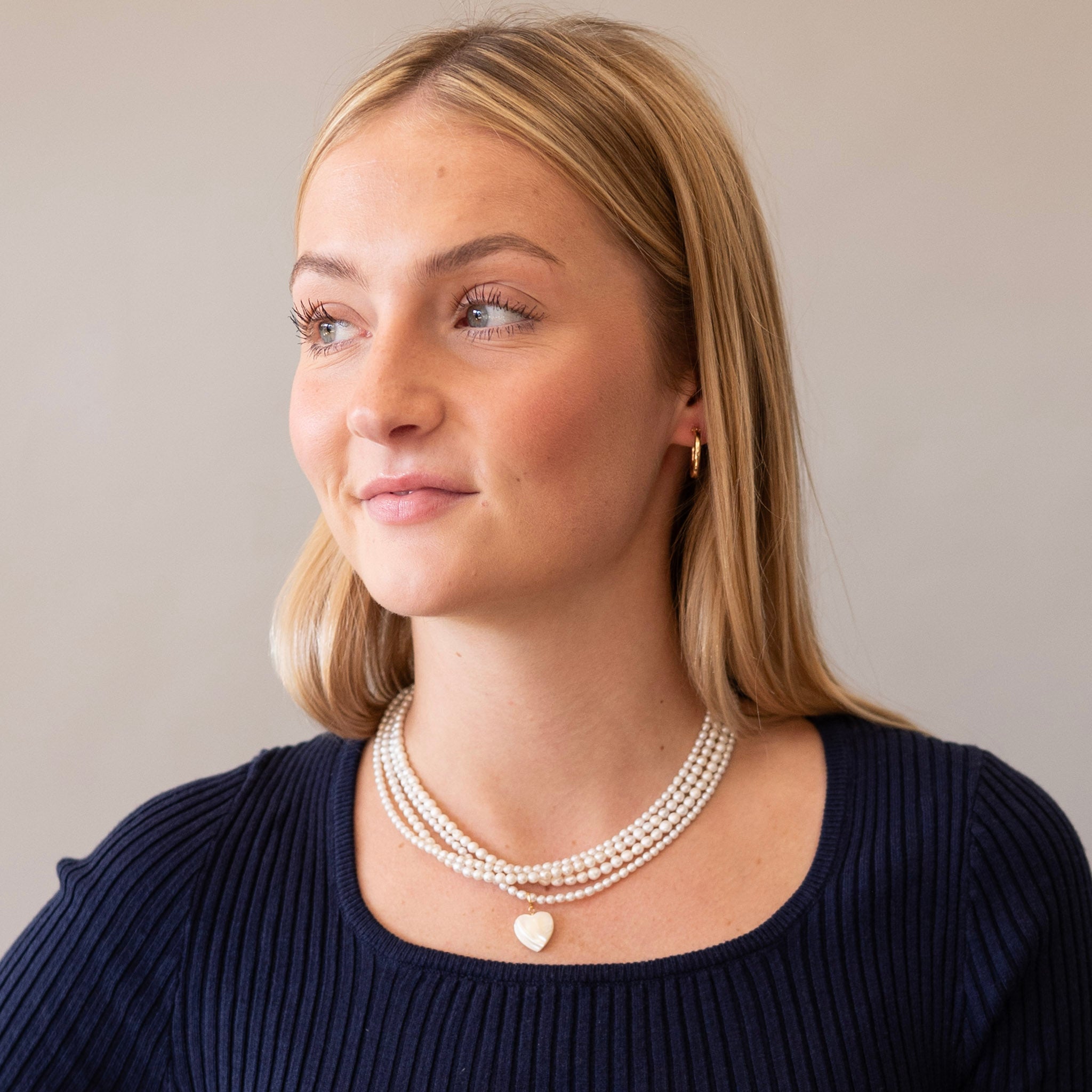 Freshwater Pearl & Mother of Pearl Heart Beaded Necklace