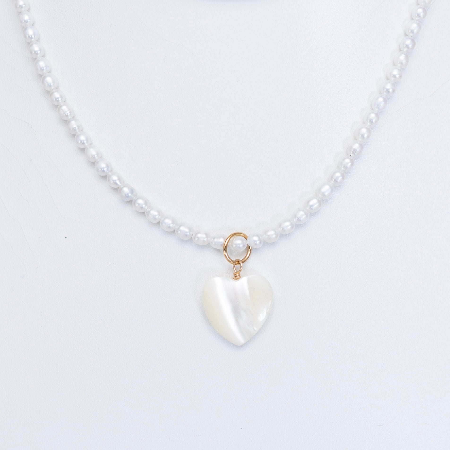 Freshwater Pearl & Mother of Pearl Heart Beaded Necklace