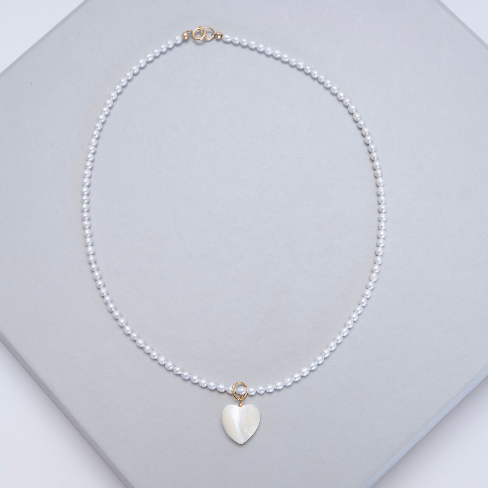 Freshwater Pearl & Mother of Pearl Heart Beaded Necklace