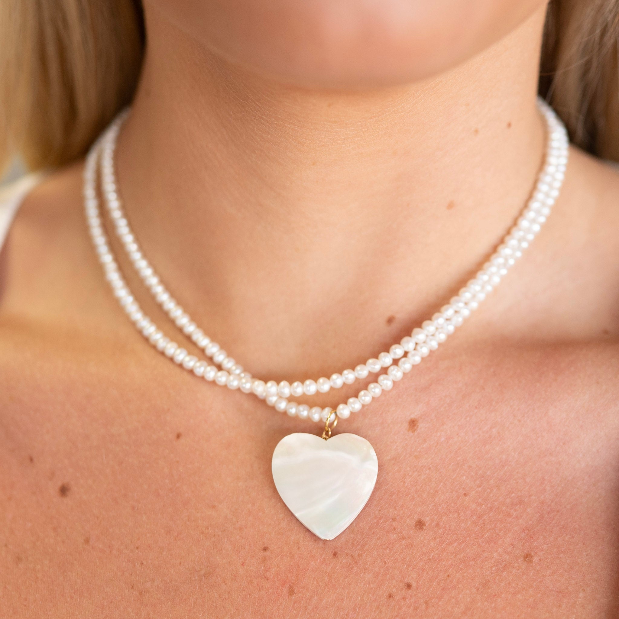 Freshwater Pearl & Shell Heart Beaded Necklace