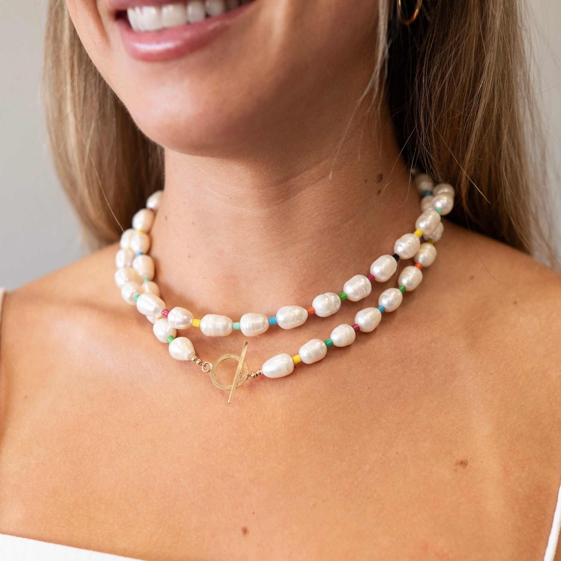 Freshwater Pearl Statement Color Toggle Necklace