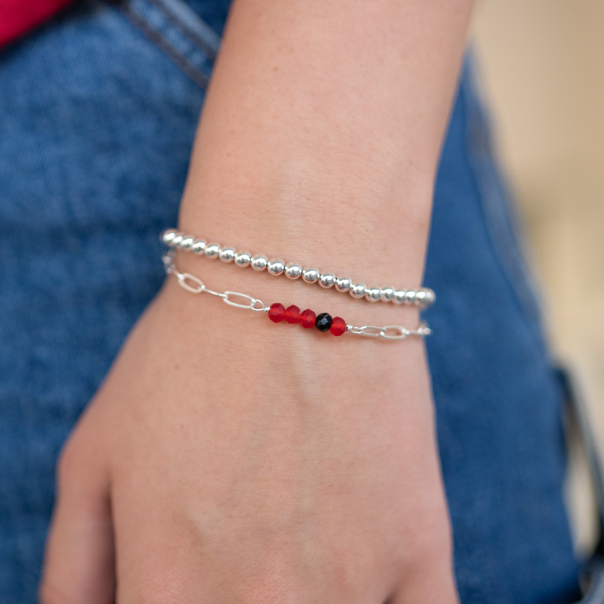 Game Day Paperclip Chain Bracelet & Beaded Lux Set - Jewel Ya