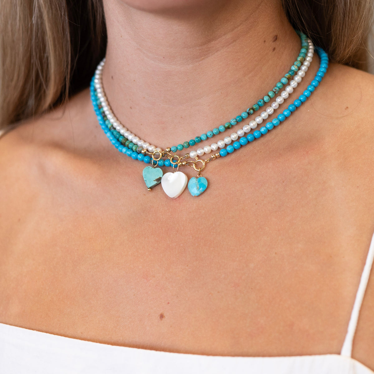 Gemstone Heart Necklace Layers