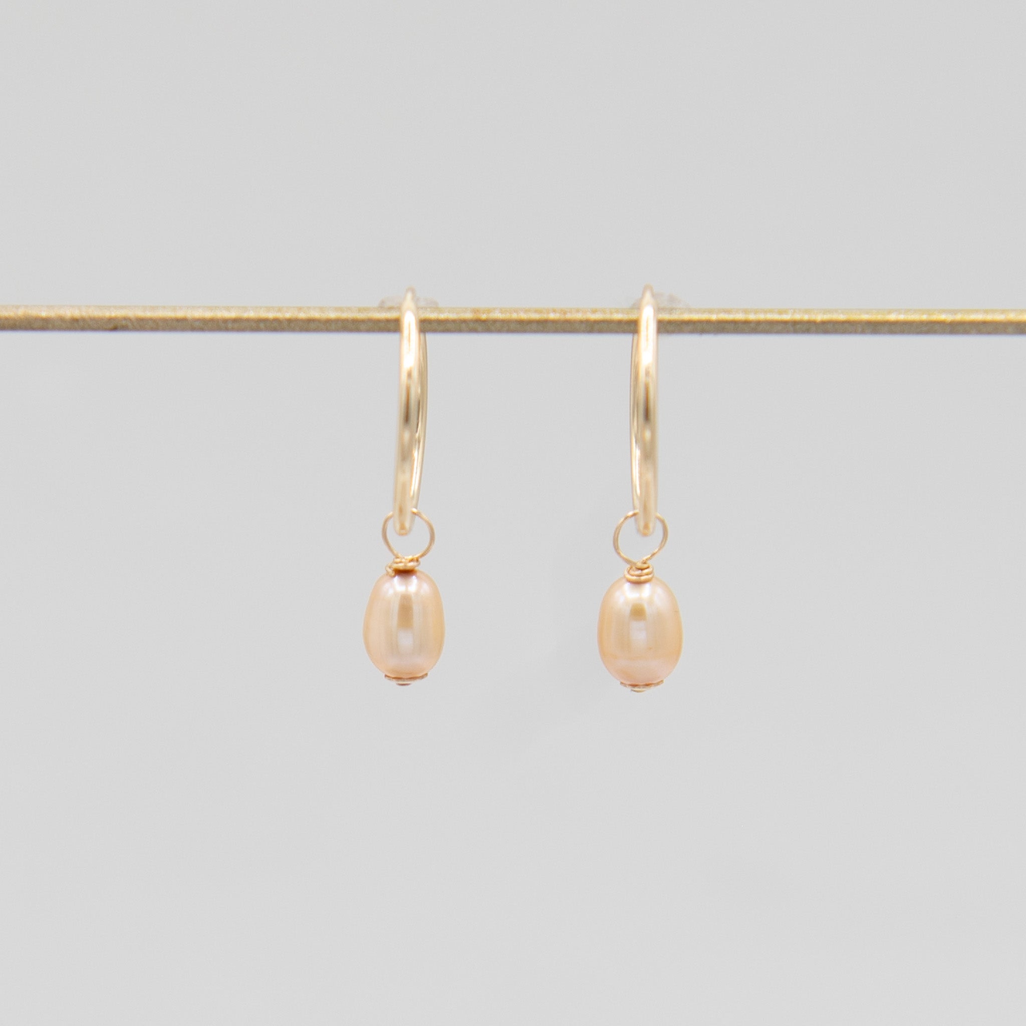 Gold Freshwater Pearl Hoop Drops - Jewel Ya