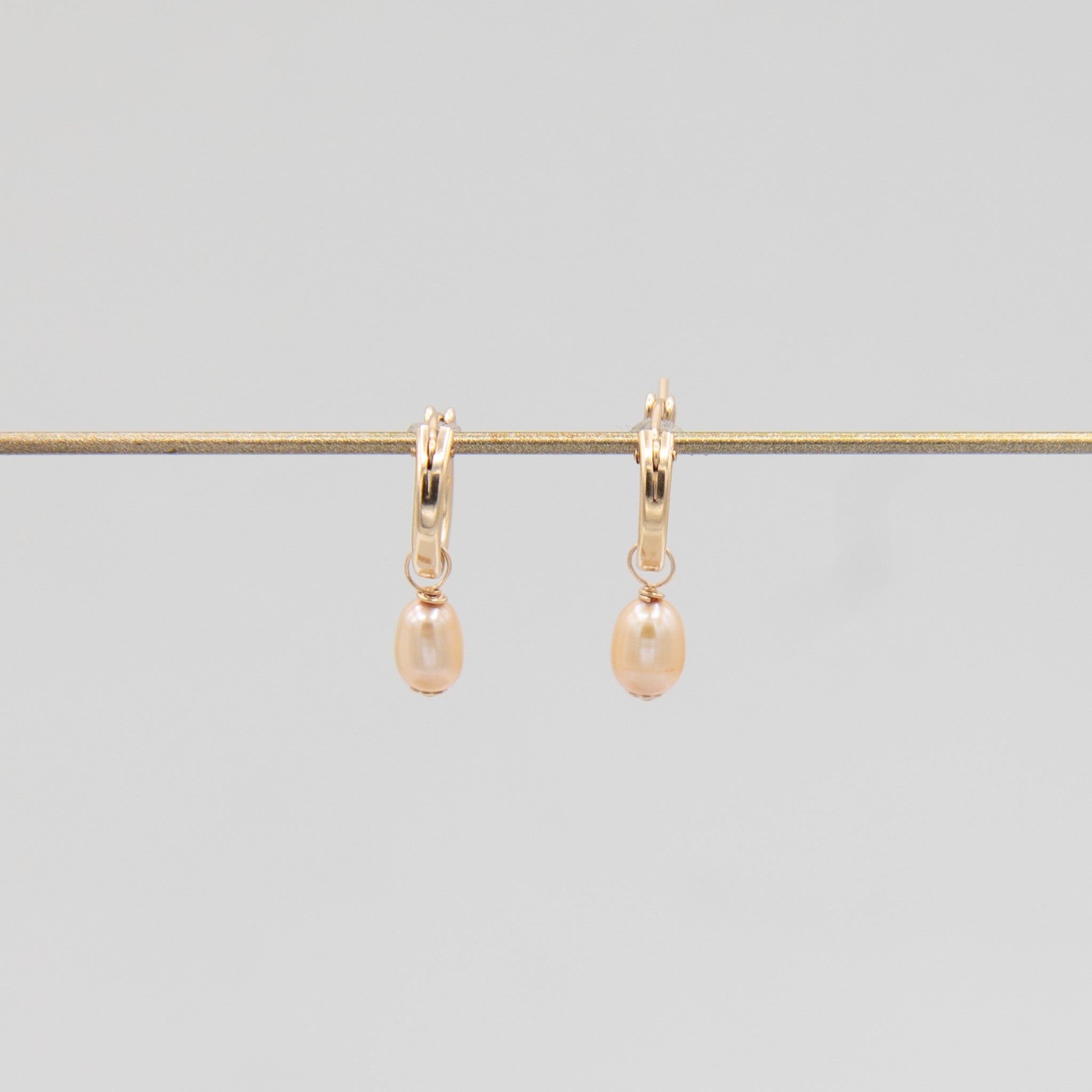 Gold Freshwater Pearl Hoop Drops - Jewel Ya