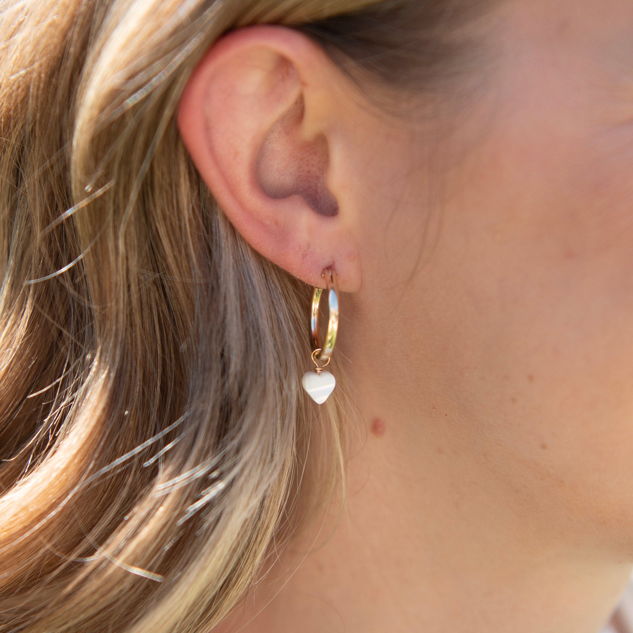 Tube Hoops & Mother of Pearl Heart Drops - Jewel Ya