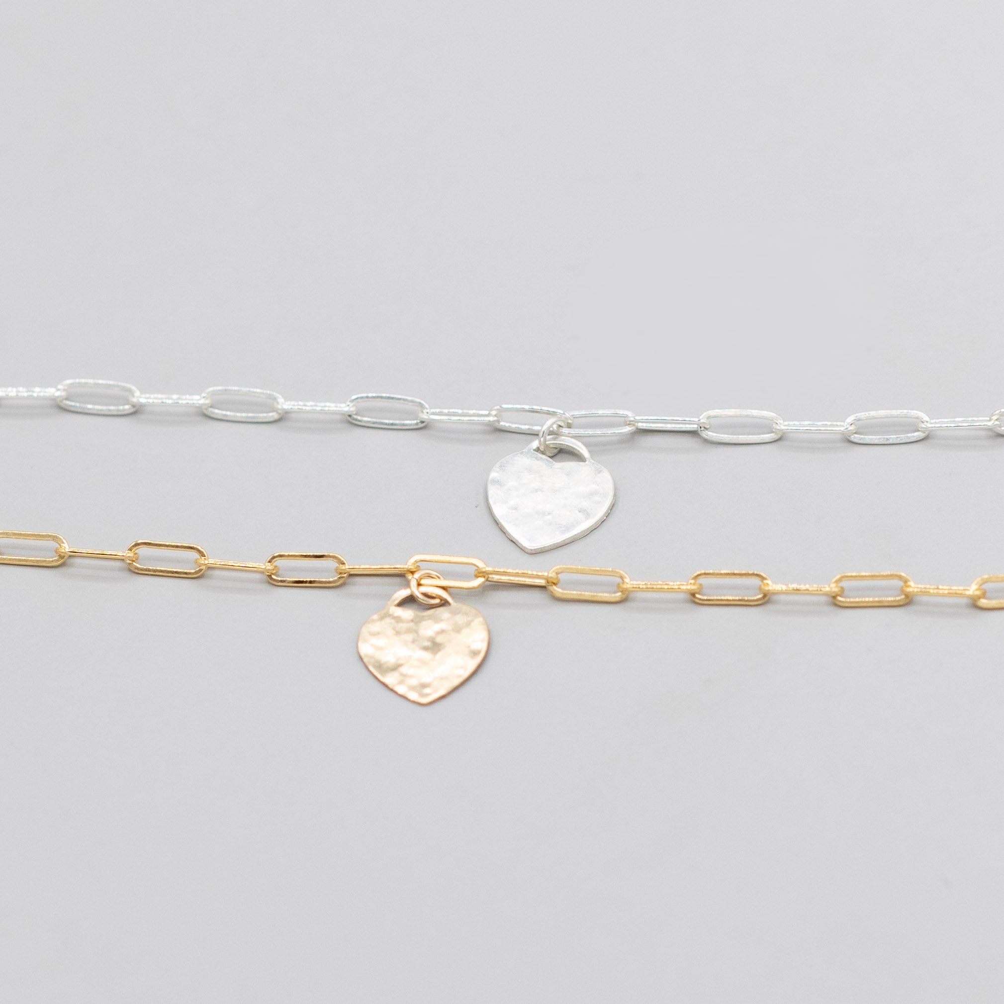 Paper Clip & Medium Heart Bracelet - Jewel Ya