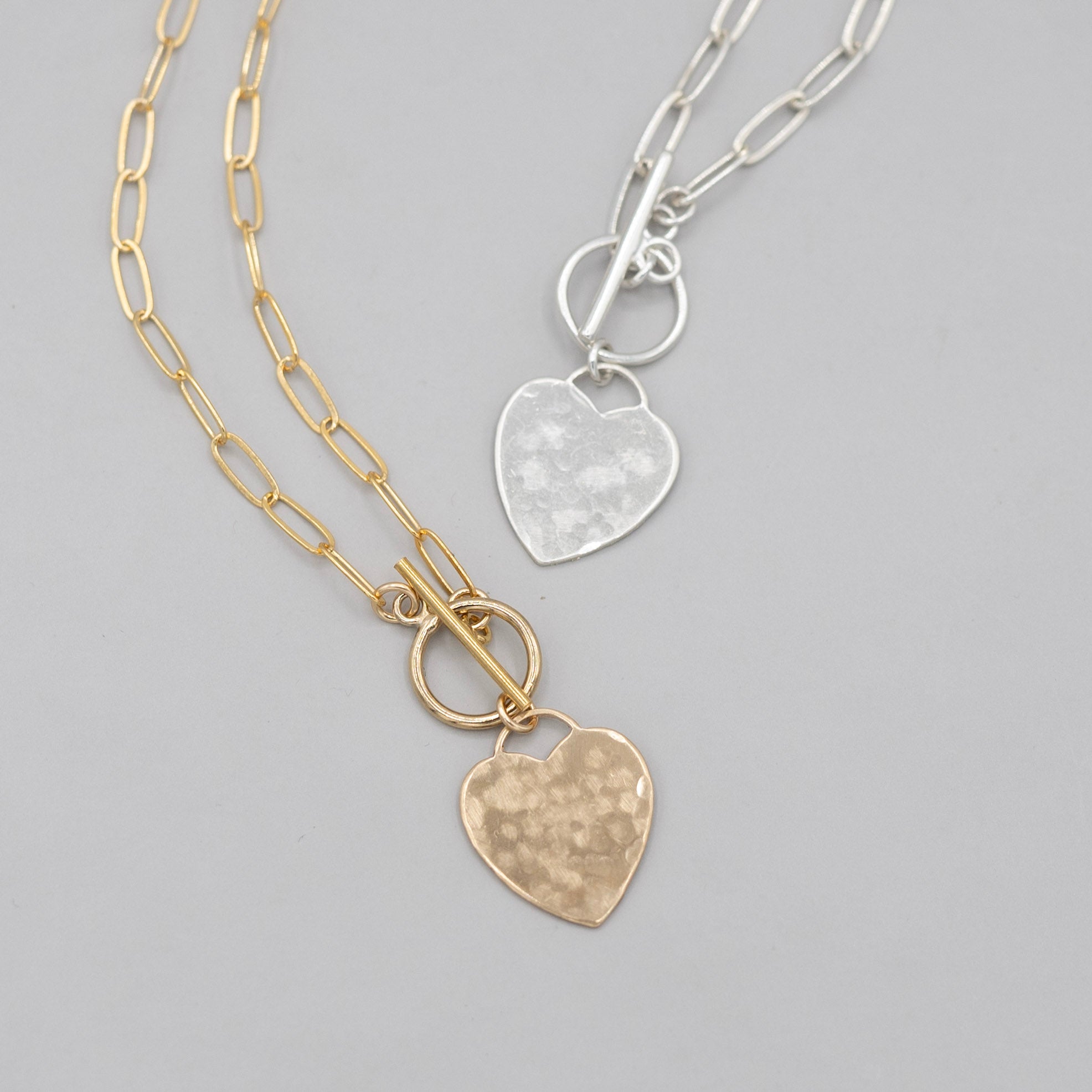 Medium 14k Gold Filled Heart Toggle Necklace - Jewel Ya