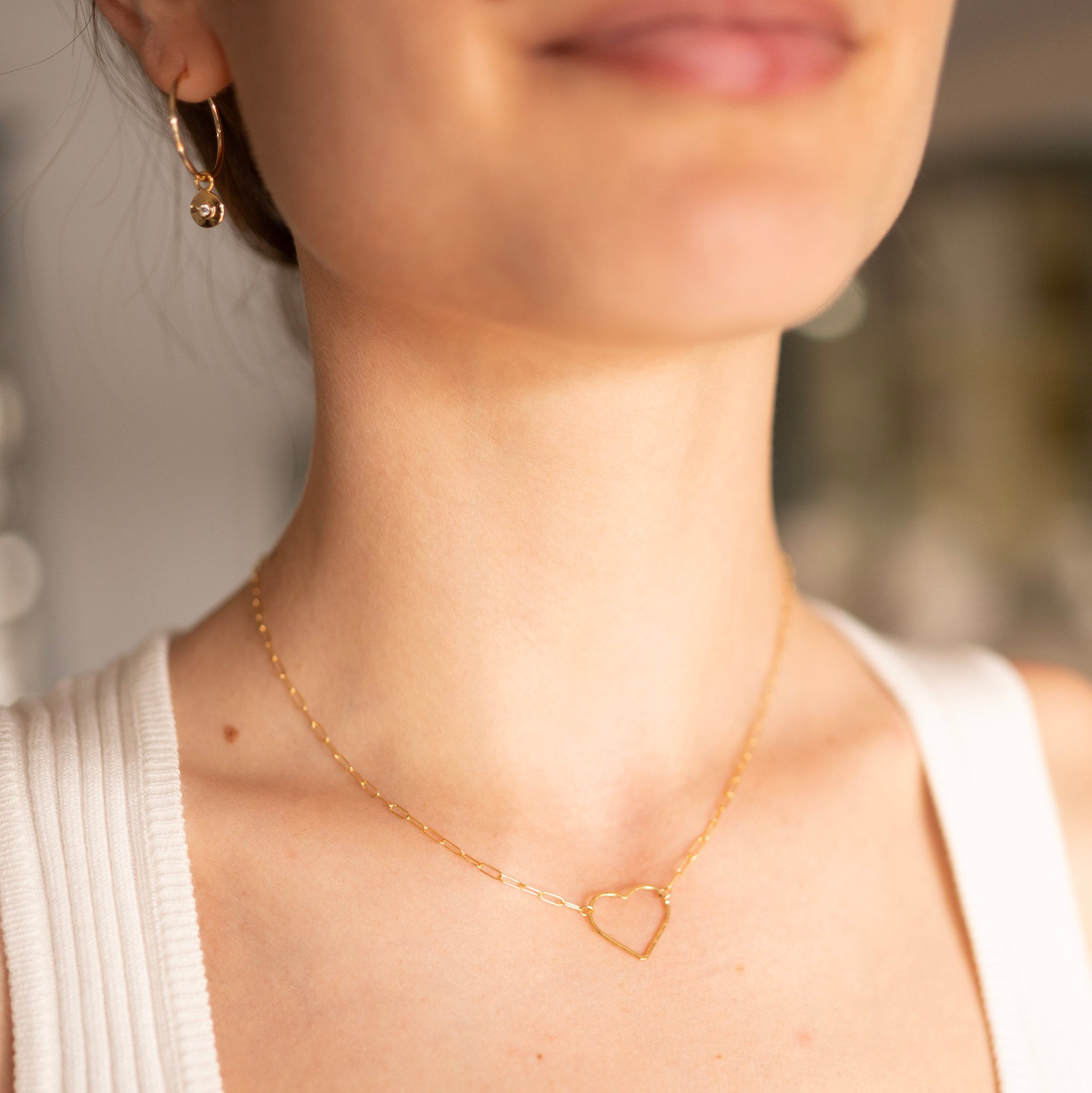 Heart Link Paper Clip Necklace - Jewel Ya