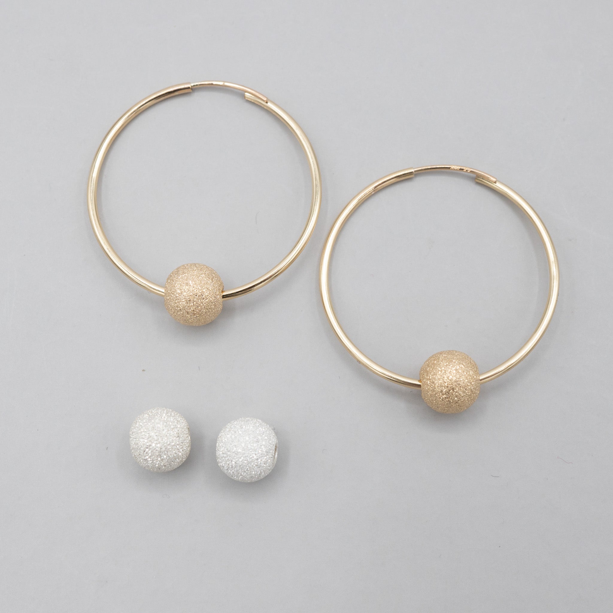 Hoop Earring & Sparkle Ball Drop Set - Jewel Ya