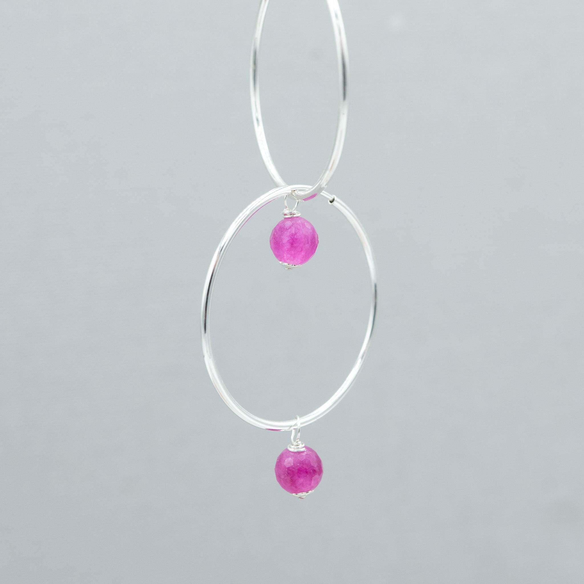 Hot Pink Jade Hoop Drops - Jewel Ya
