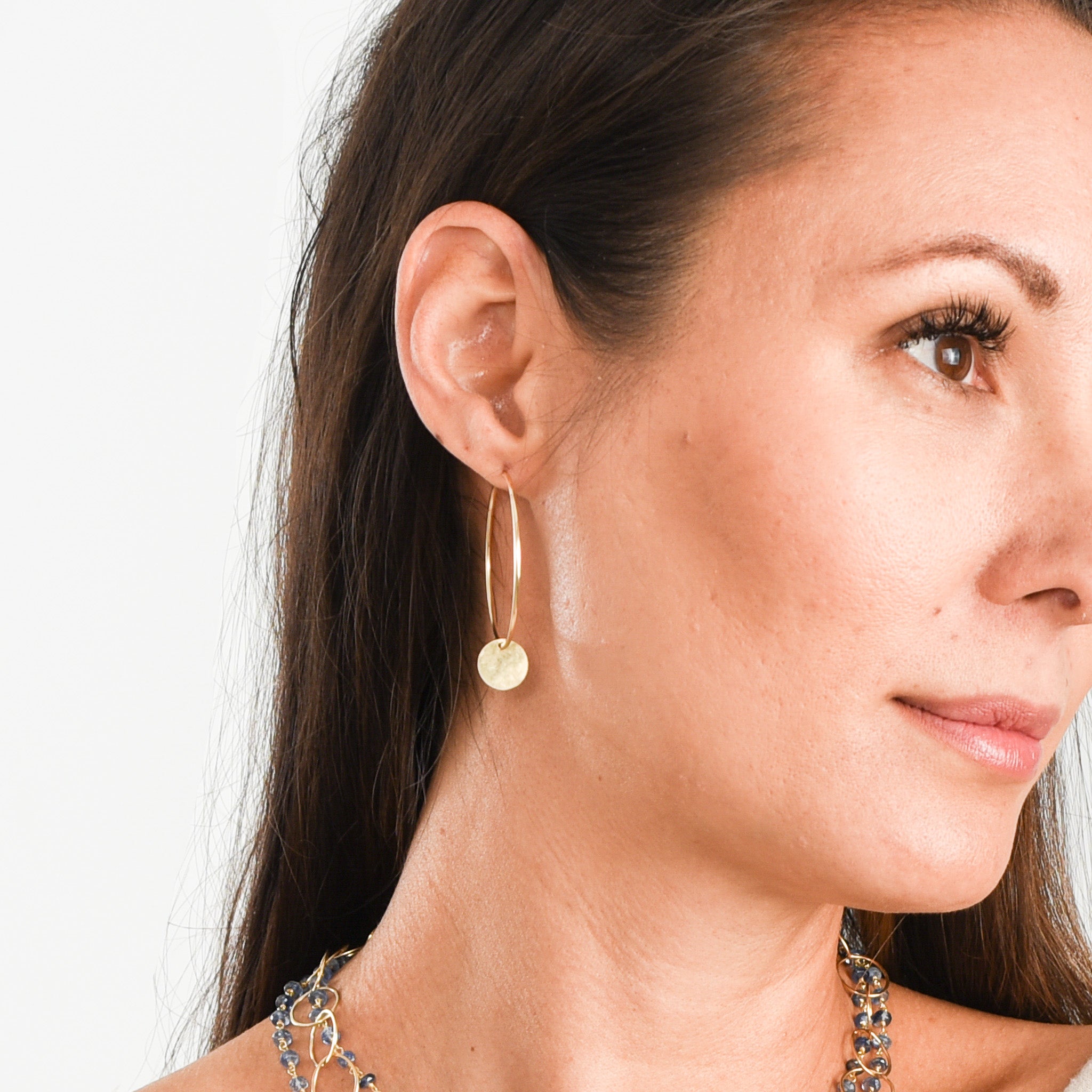 14k Gold Filled Hammered Hoop Drops