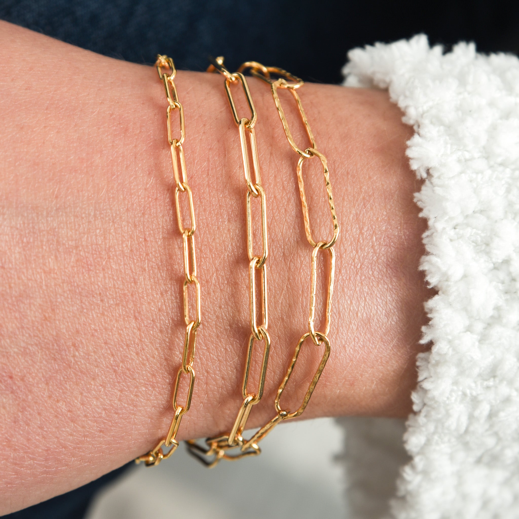 Sterling Silver & 14k Gold Filled Paper Clip Bracelet Set - Jewel Ya