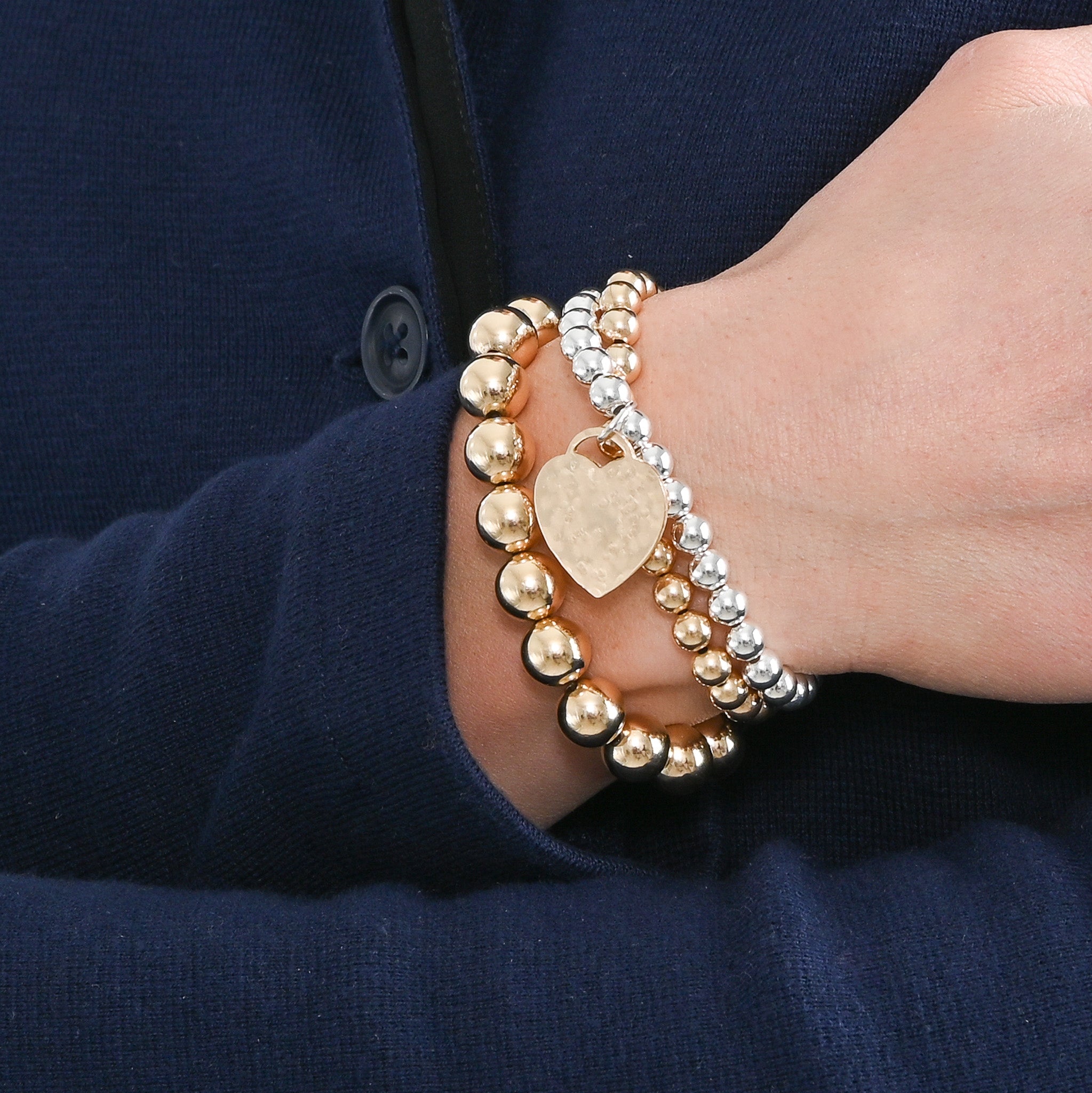 6mm Beaded Lux Heart Bracelet - Jewel Ya