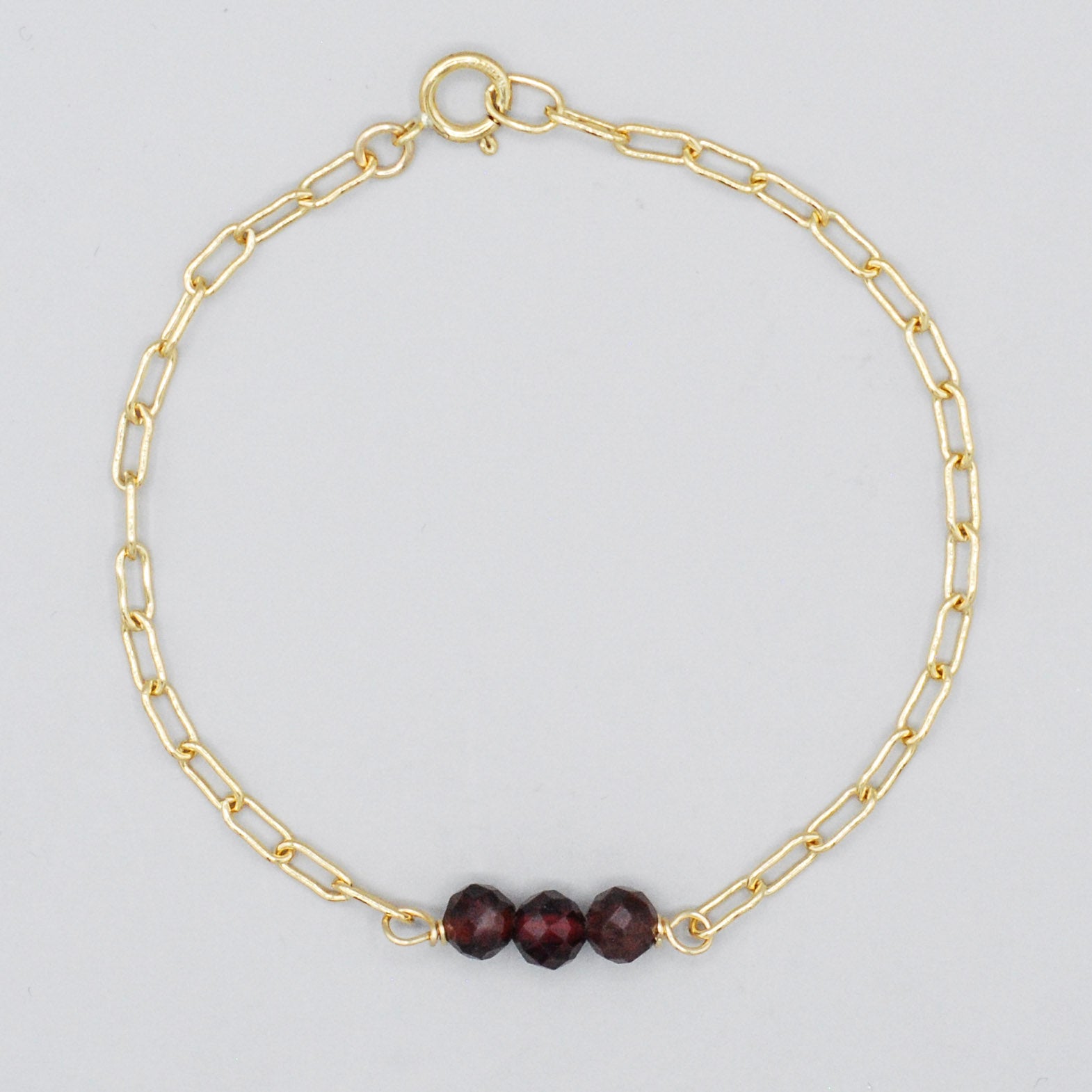January Garnet Paperclip Chain Bracelet - Jewel Ya