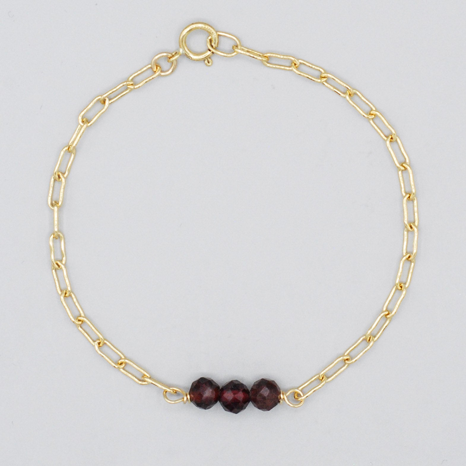 January Garnet Paper Clip Chain Bracelet - Jewel Ya