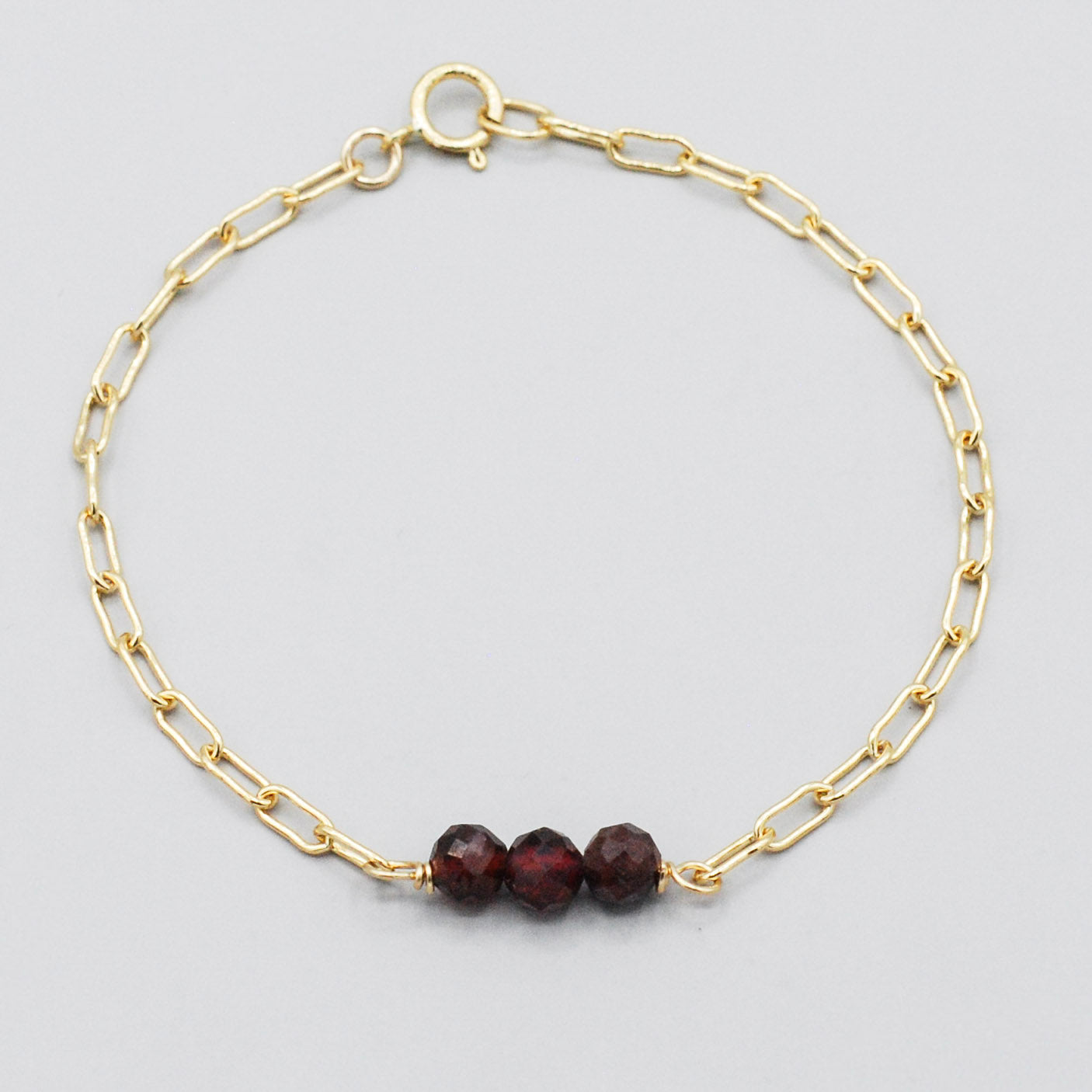 January Garnet Paper Clip Chain Bracelet - Jewel Ya