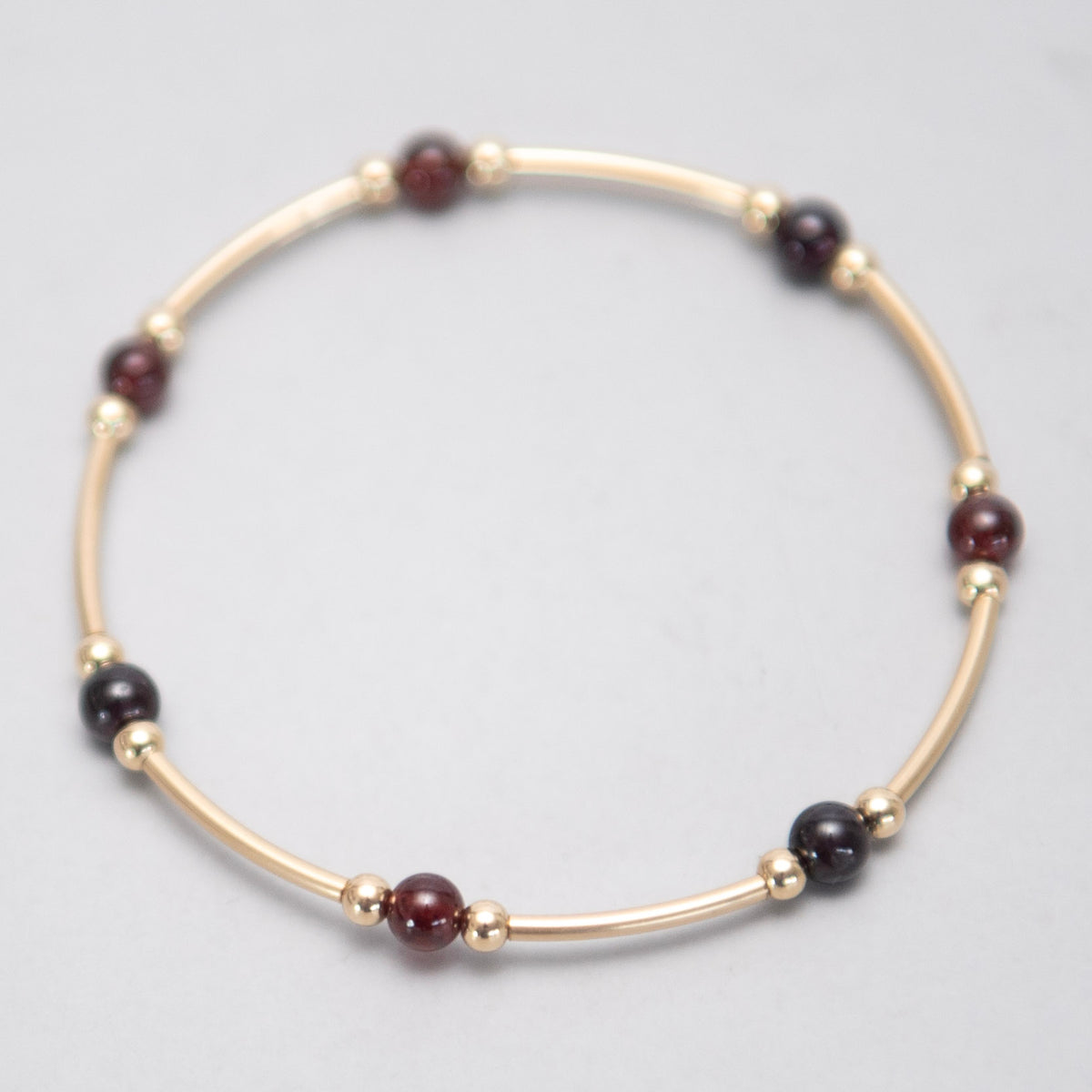 January Garnet Beaded Lux Tube Bracelet - Jewel Ya