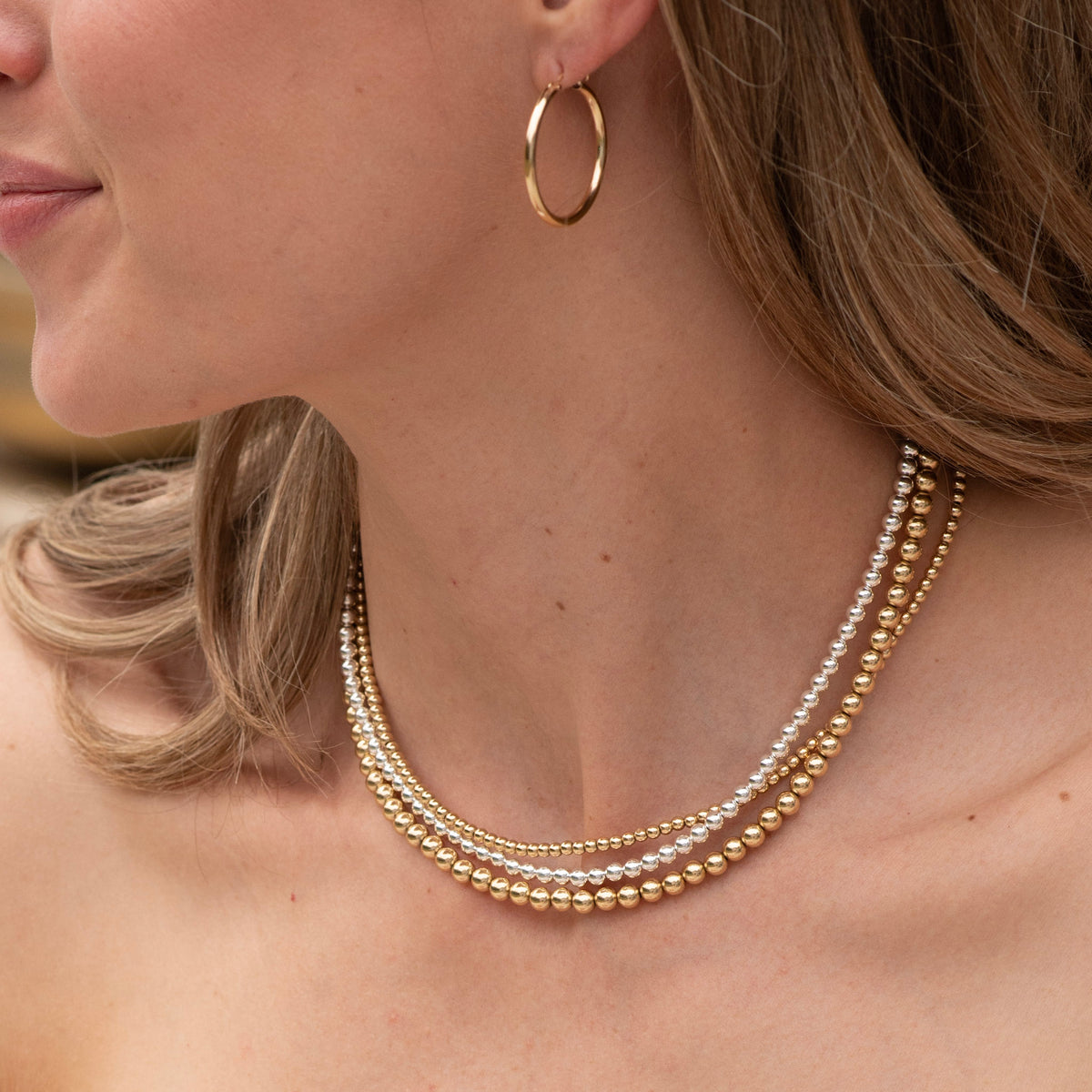 Jewel Ya Beaded Lux Necklaces Layers and Tube Hoops