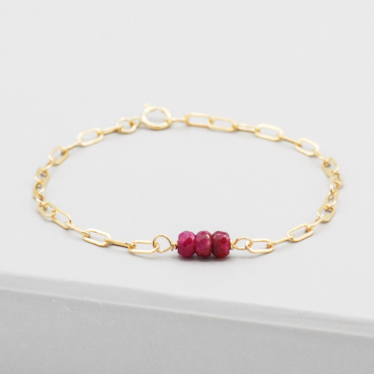 July Ruby Paper Clip Chain Bracelet - Jewel Ya