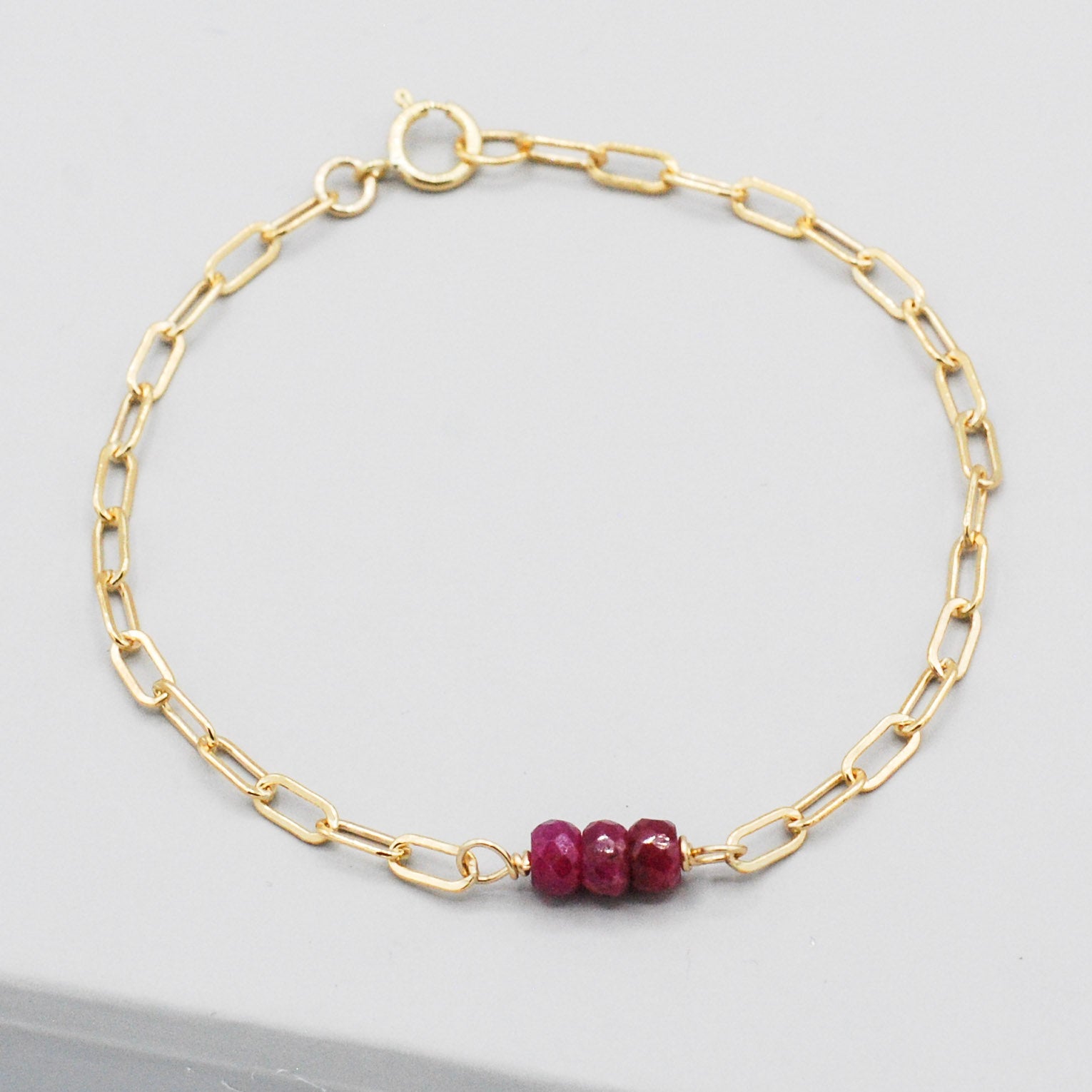 July Ruby Paperclip Chain Bracelet - Jewel Ya