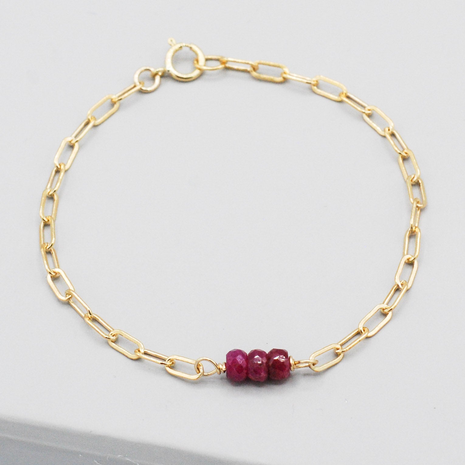 July Ruby Paper Clip Chain Bracelet - Jewel Ya