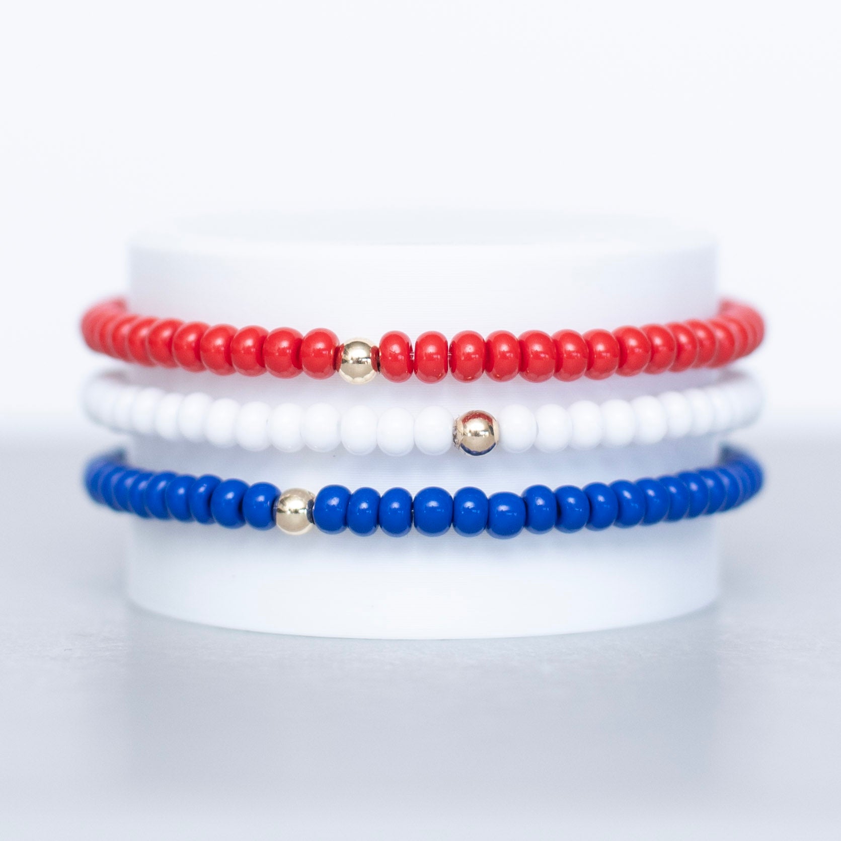 July 4th Americana Seed Bead Bracelet Stacking