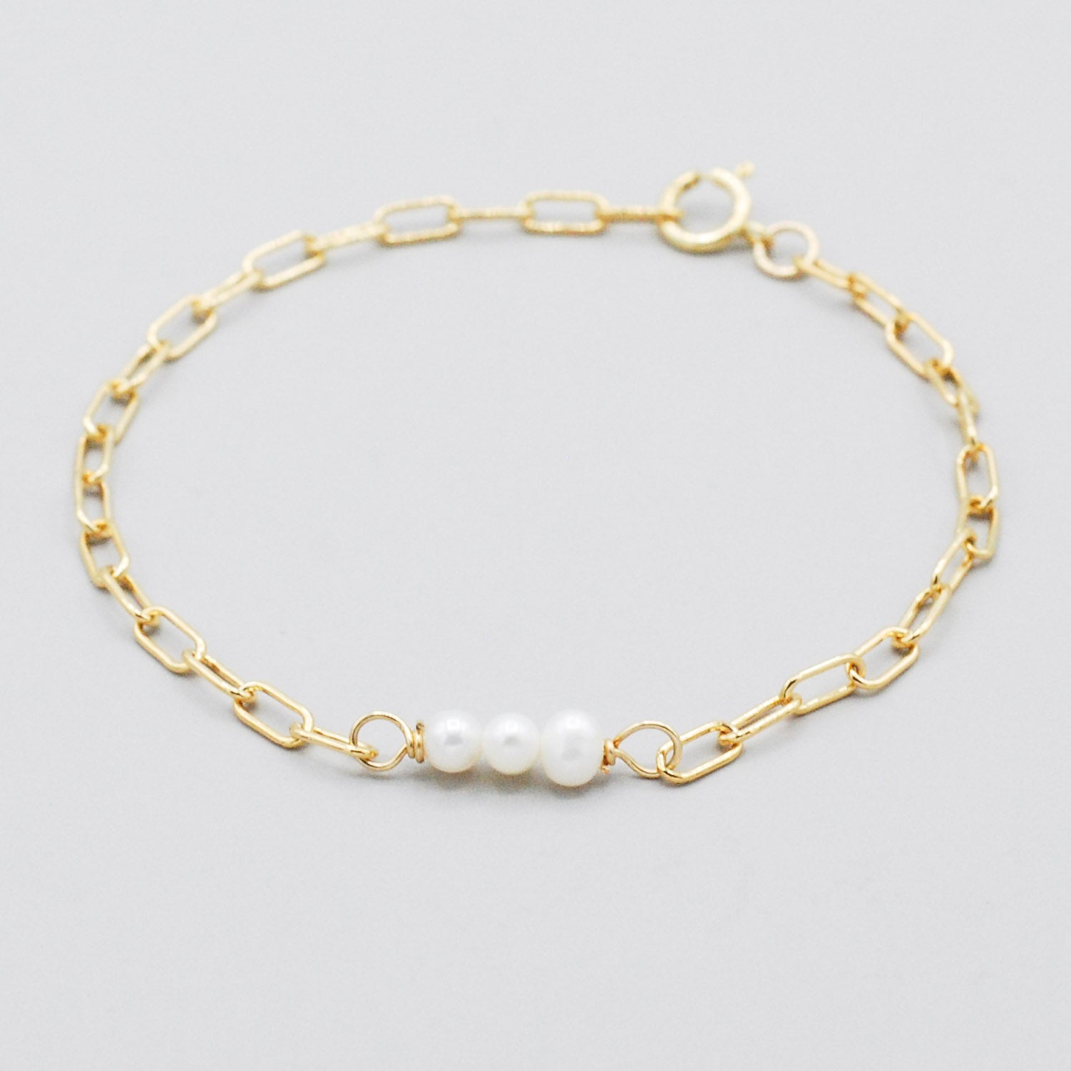 June Pearl Paper Clip Chain Bracelet - Jewel Ya