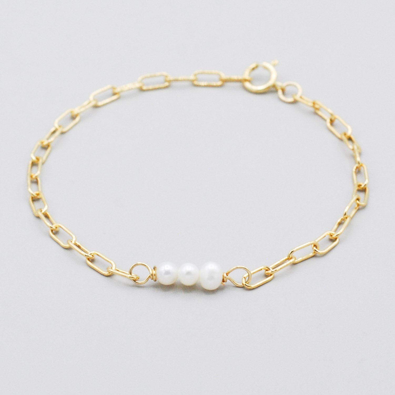 June Pearl Paperclip Chain Bracelet - Jewel Ya