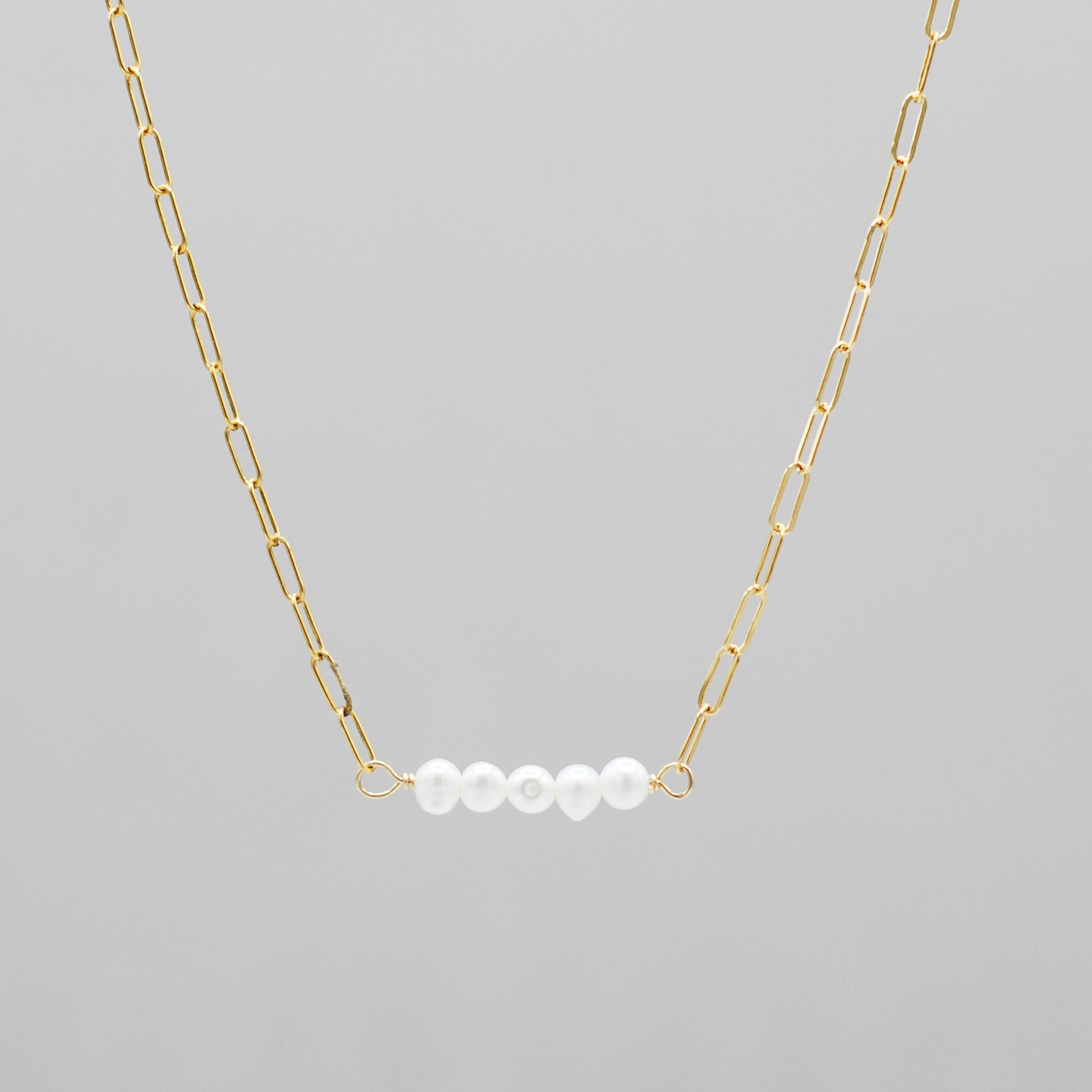 June Freshwater Pearl Birthstone Paperclip Necklace - Jewel Ya