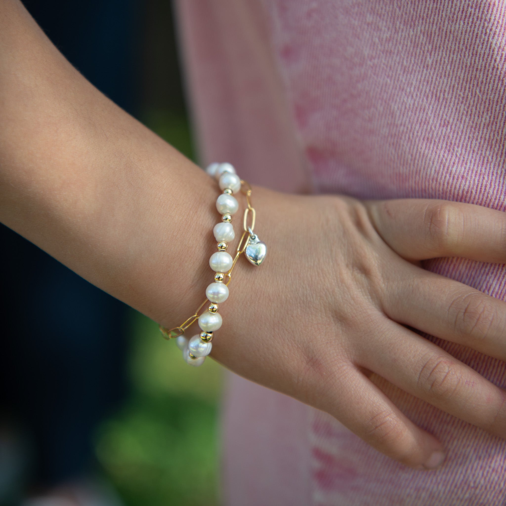 Kid's Freshwater Pearl & 14k Gold Filled Beaded Bracelet - Jewel Ya