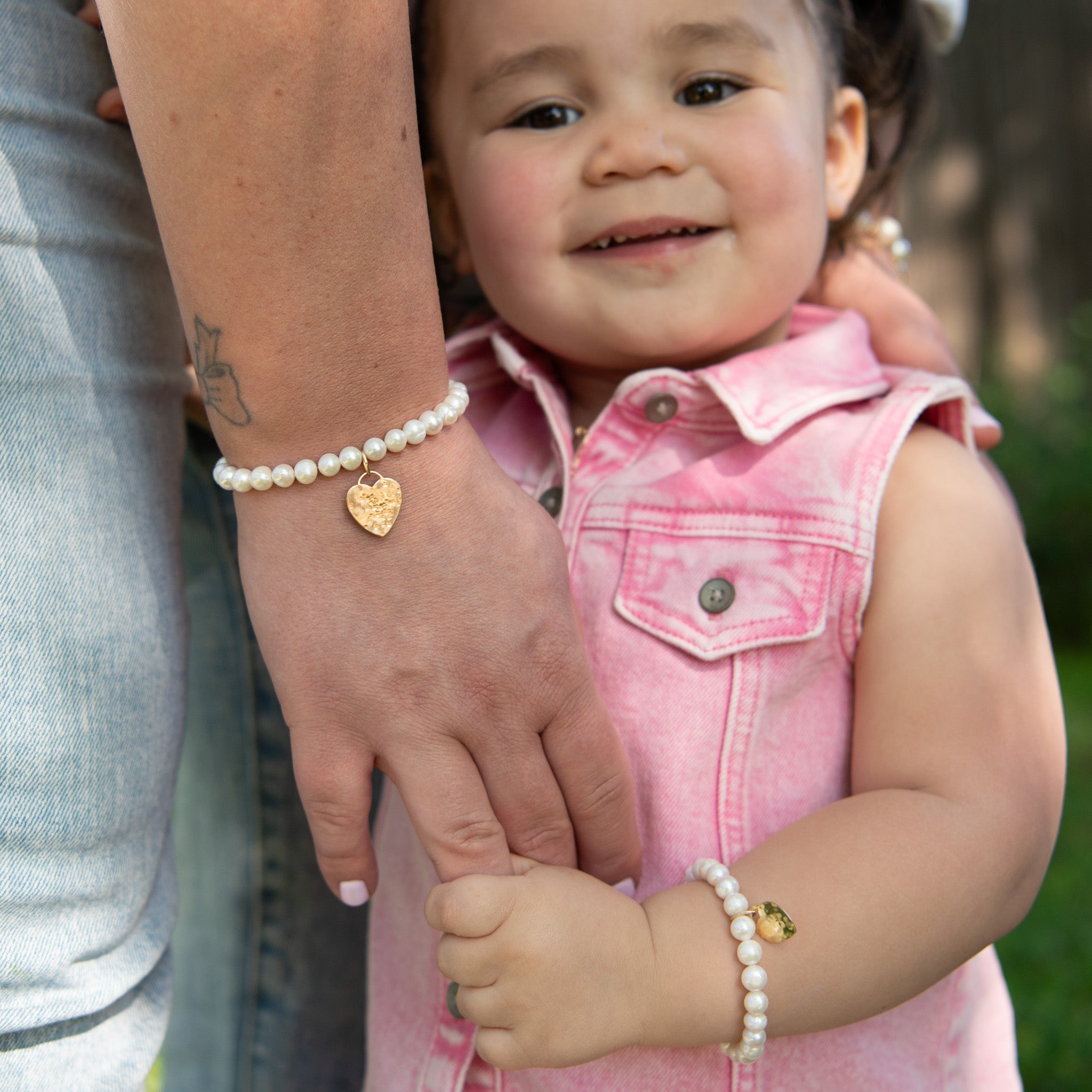 Kid's Freshwater Pearl & 14k Gold Filled Heart Bracelet - Jewel Ya