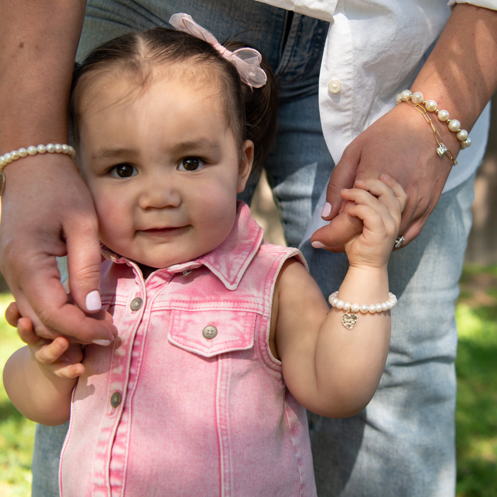 Kid's Freshwater Pearl & 14k Gold Filled Heart Bracelet - Jewel Ya