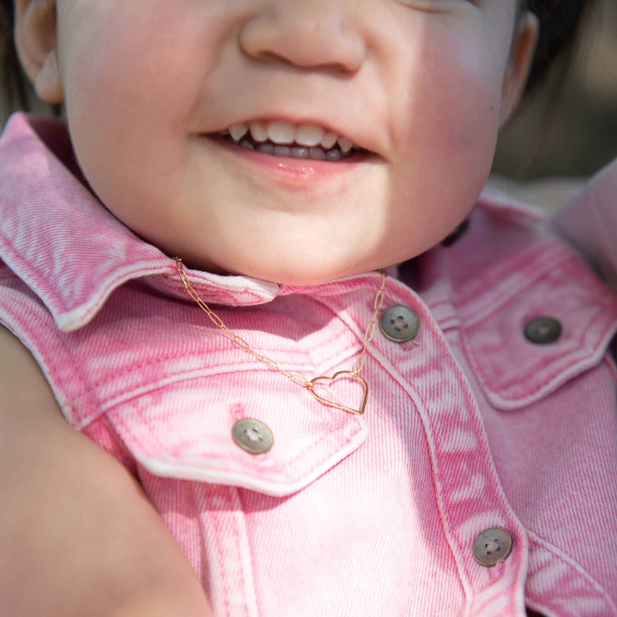 Kid's Heart Link Paper Clip Necklace - Jewel Ya