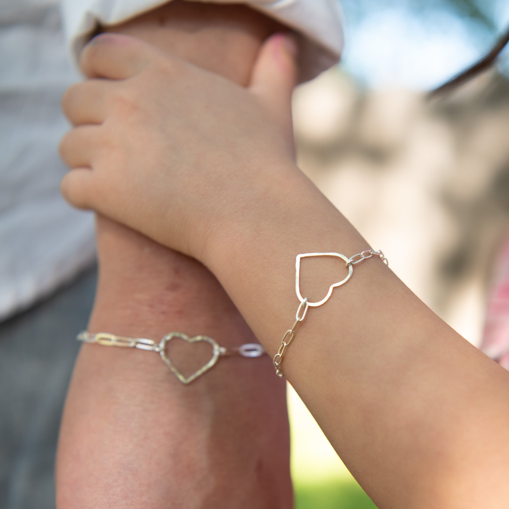 Kid's Sterling Silver Paper Clip Heart Bracelet - Jewel Ya