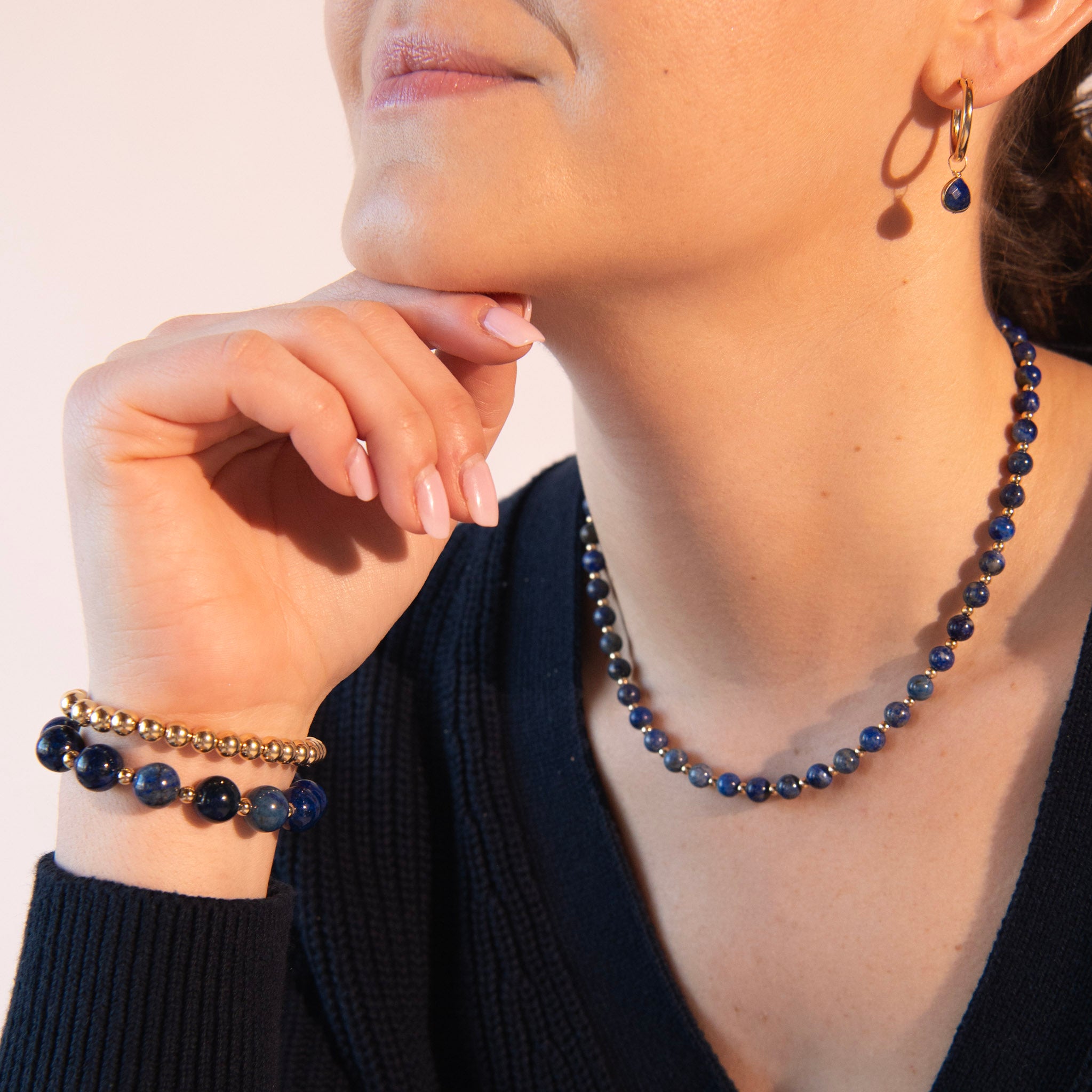 Lapis Teardrop Hoop Drops
