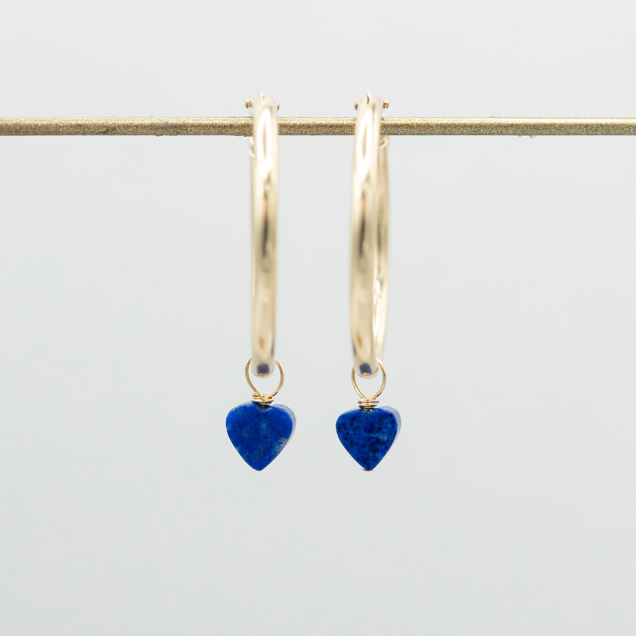 Lapis Heart Hoop Drops - Jewel Ya
