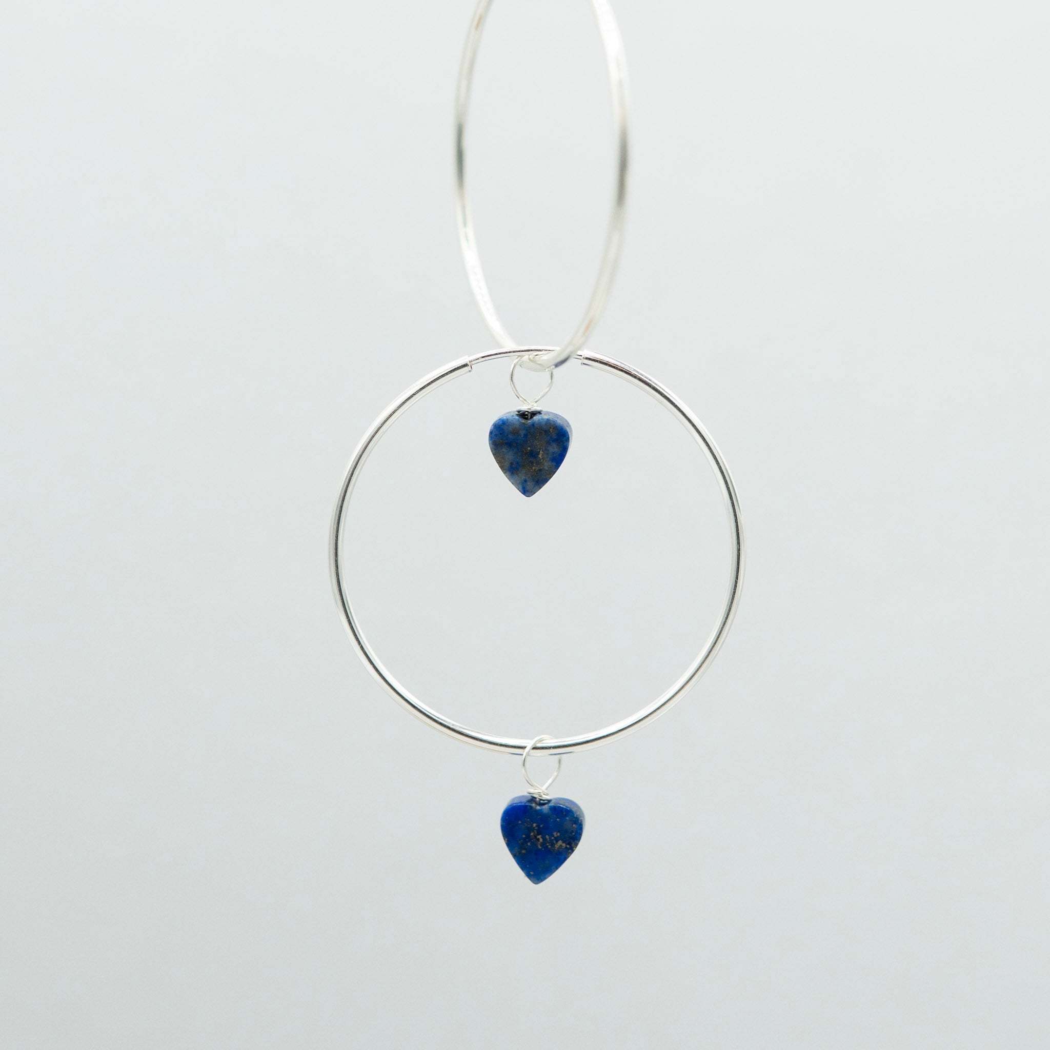 Lapis Heart Hoop Drops - Jewel Ya