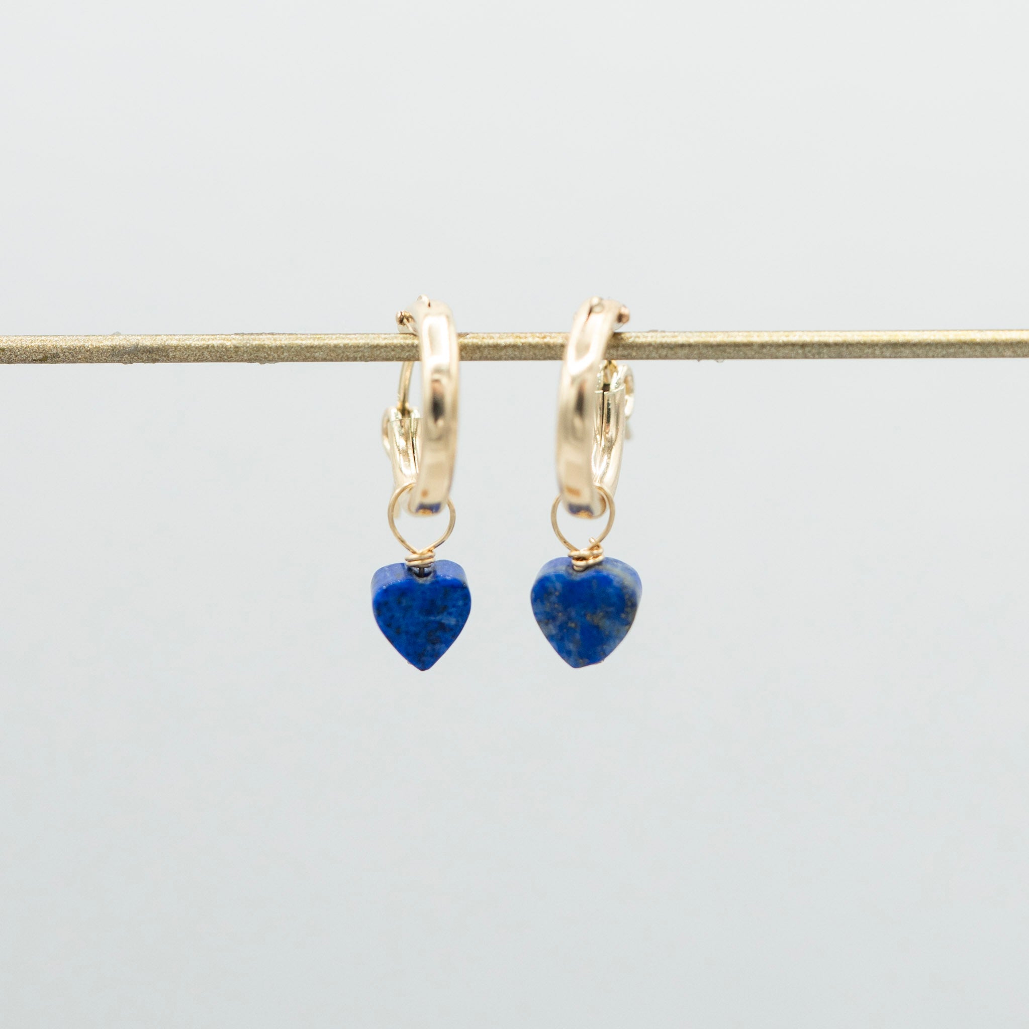 Lapis Heart Hoop Drops - Jewel Ya