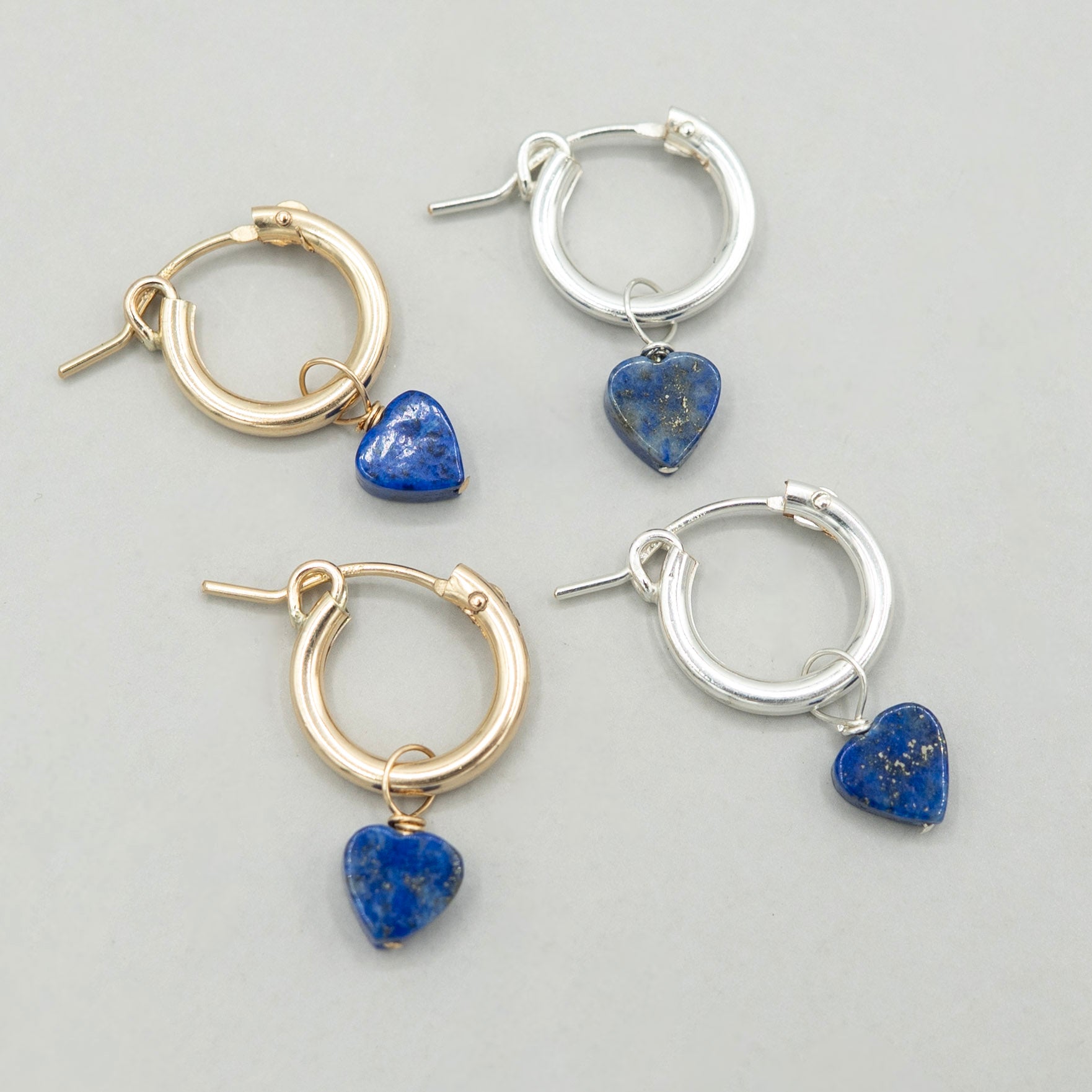 Lapis Heart Hoop Drops - Jewel Ya