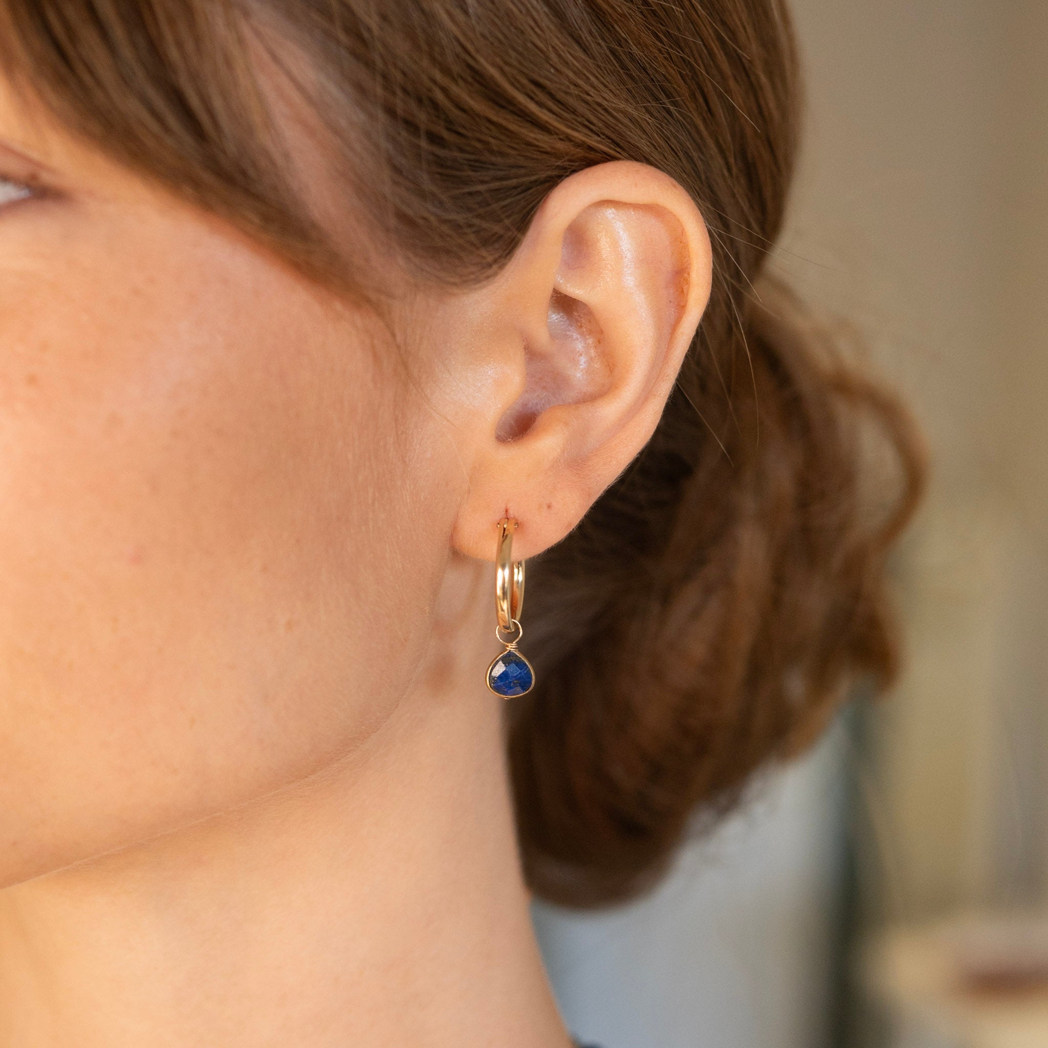 Lapis Teardrop Hoop Drops - Jewel Ya