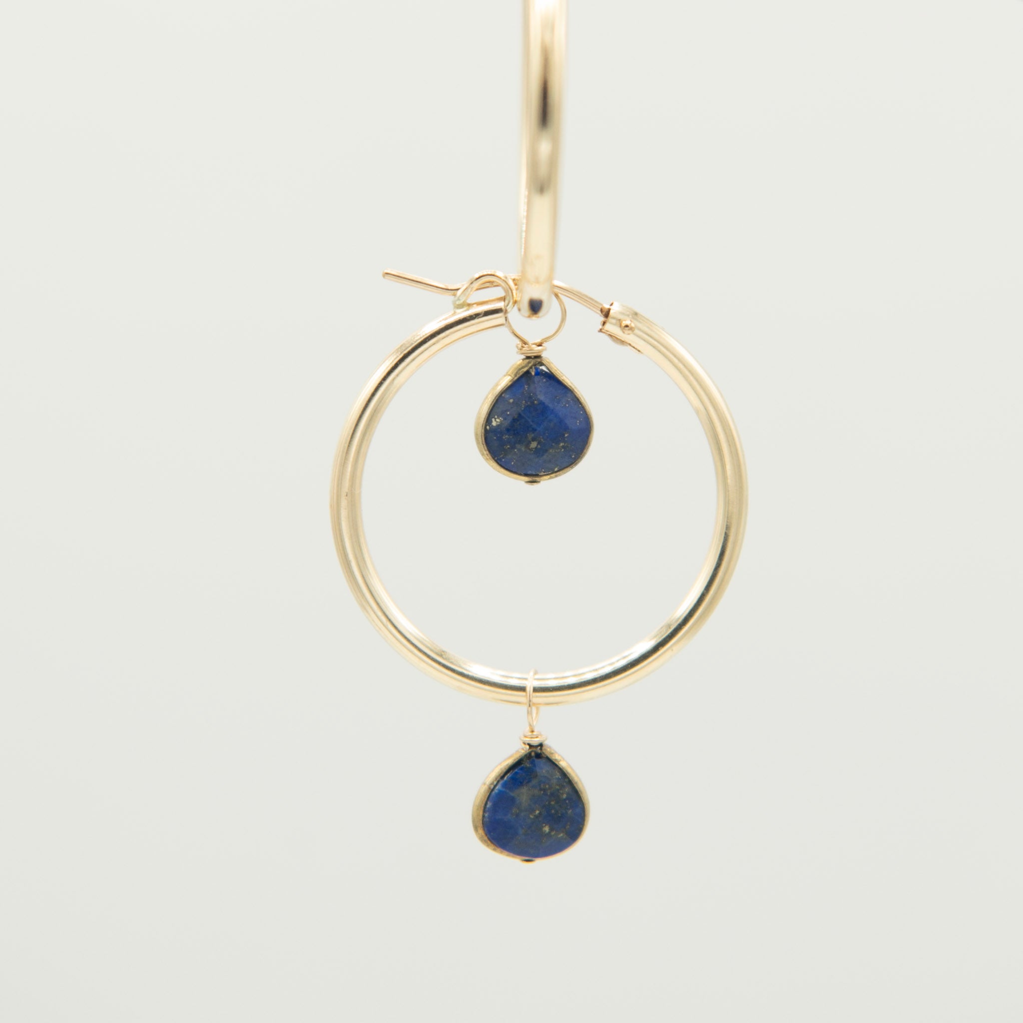 Lapis Teardrop Hoop Drops - Jewel Ya