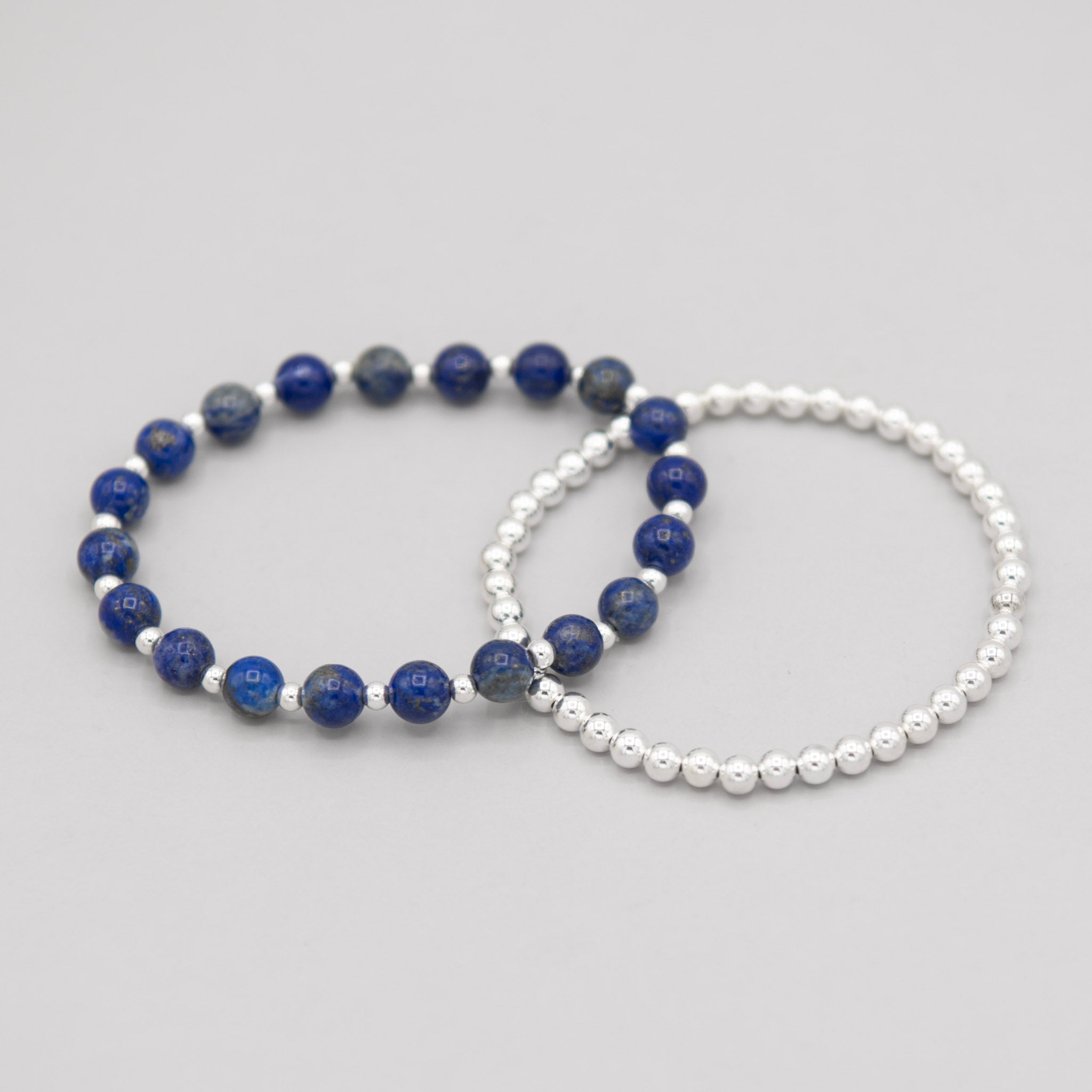 Lapis & 4mm Beaded Lux Bracelet Set - Jewel Ya